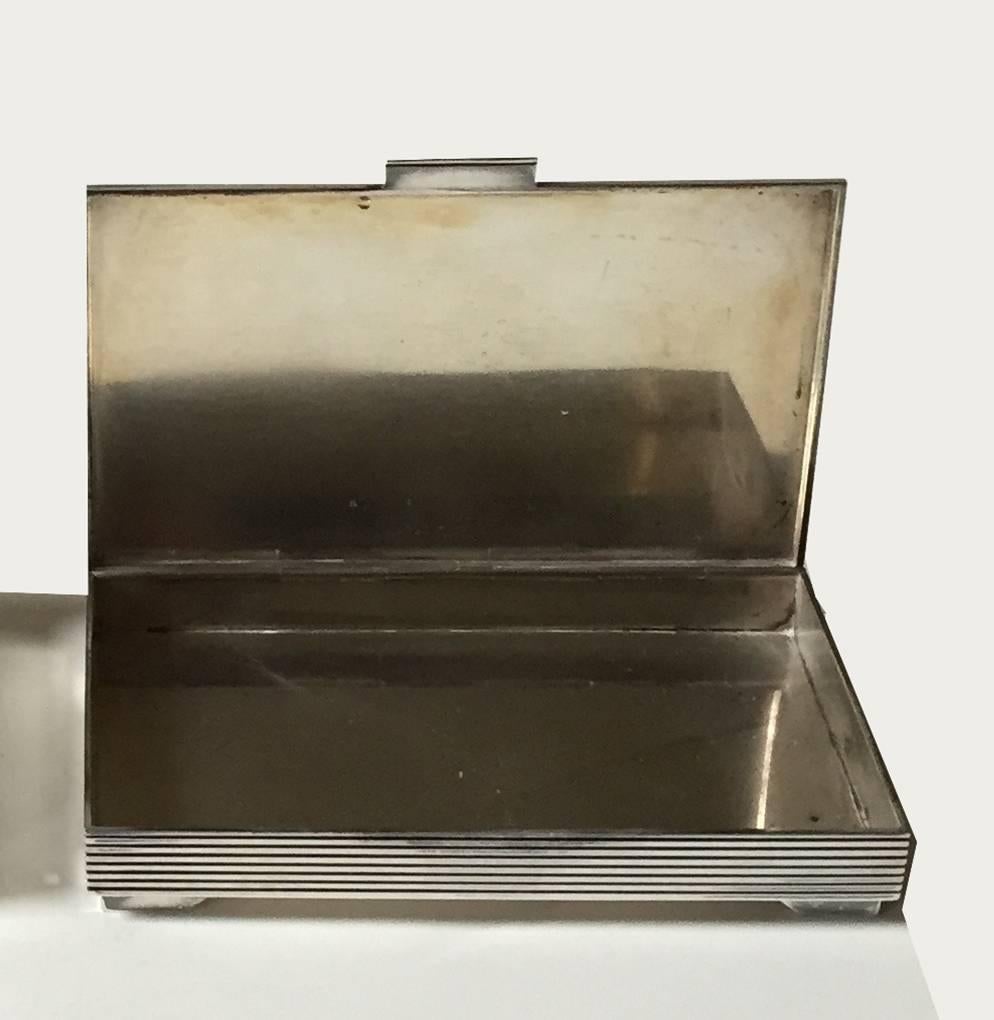 Art Deco Georg Jensen Silver Cigarette Box Designed by Sigvard Bernadotte In Good Condition For Sale In Brooklyn, NY
