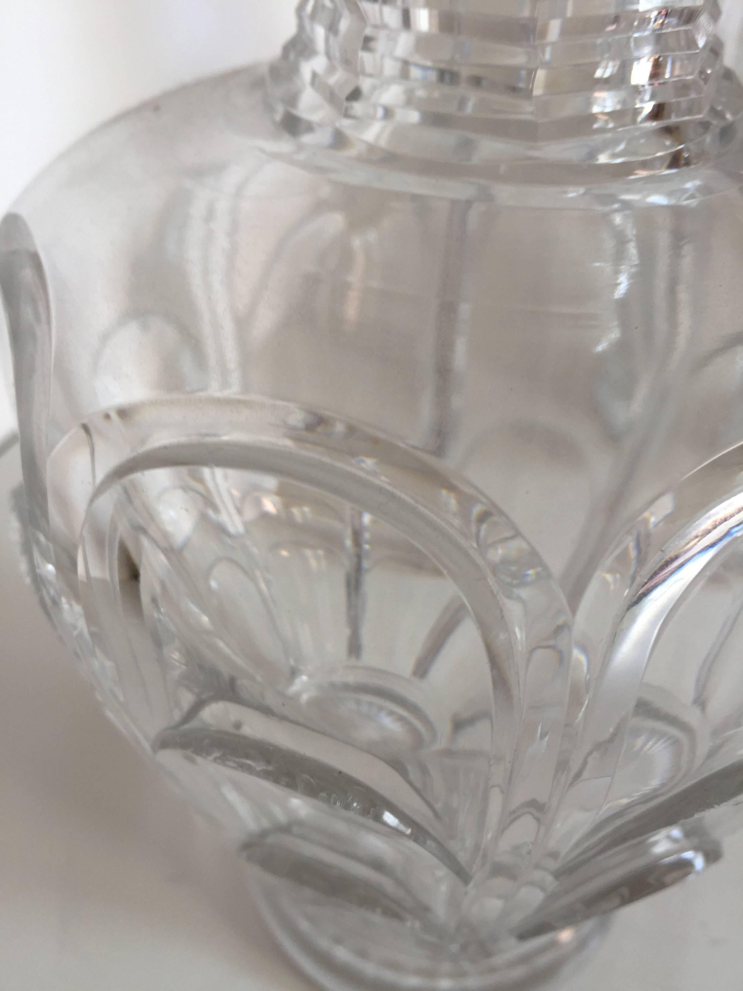 19th Century French Cut Crystal Blown and Molded Glass Pair of Decanters, circa 1880 For Sale