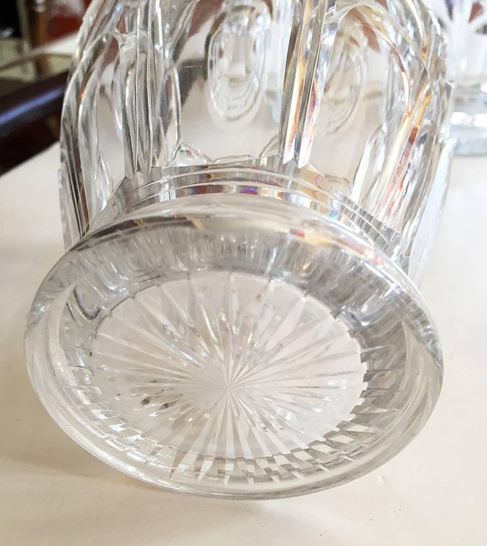 Blown Glass French Cut Crystal Blown and Molded Glass Pair of Decanters, circa 1880 For Sale