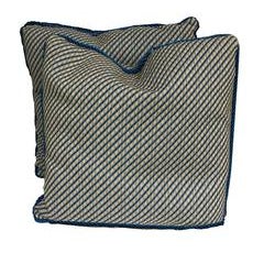 Pair of Accent Pillows in Yellow Ocher and Blue 7