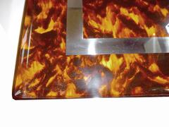 Acrylic and Chrome Square Tortoiseshell Look Barware Tray