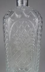 French Glass Spirit Decanter and Stopper, Brilliant Cut with Cable Corners