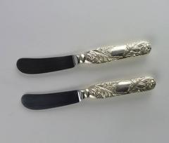 Tiffany & Co. Sterling Silver Chrysanthemum Pattern Pair of Butter Knives