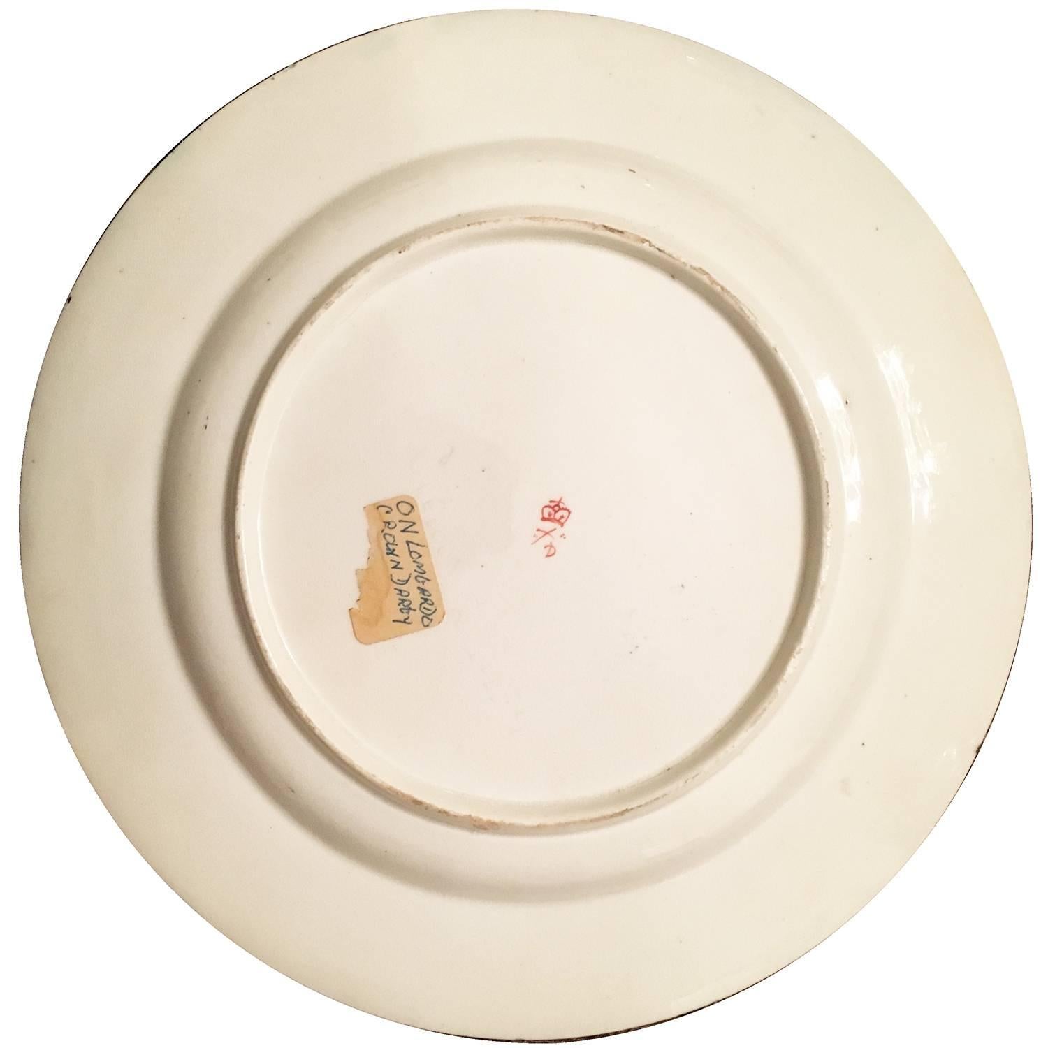 Painted English Bloor Derby Porcelain Pair of Blue-Ground Armorial Dinner Plates For Sale