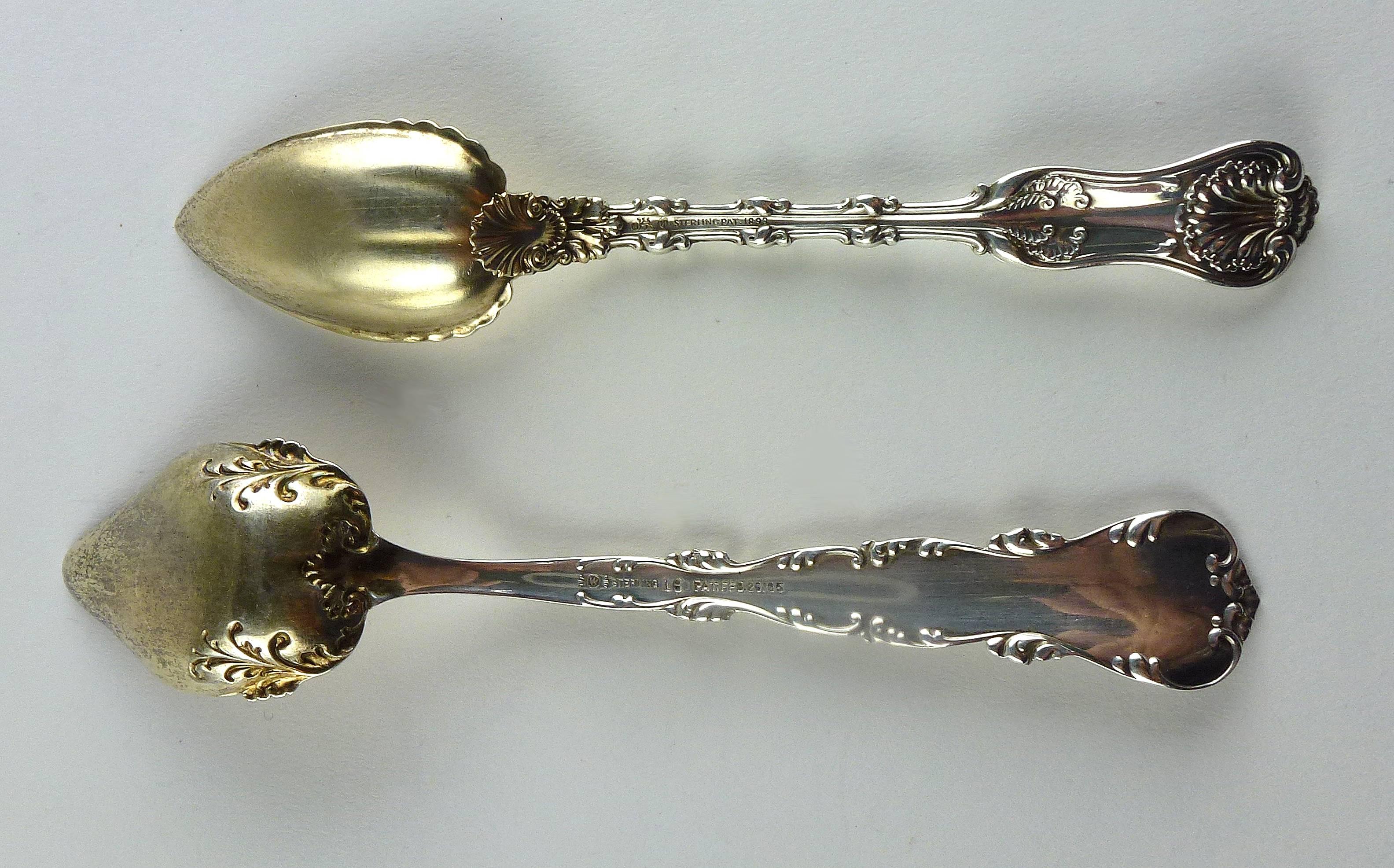 American Harlequin Set of Six Sterling and Gold-Wash Grapefruit Spoons by Whiting