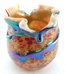 Charles Lotton Studio Art Glass Lava Vase, Dated 2004