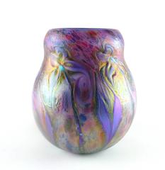 Charles Lotton Studio Art Cypriot Pink and Blue Glass Vase