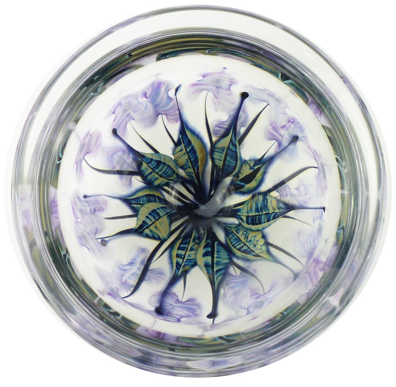 Organic Modern John Lotton Contemporary Studio Glass Blown Glass Bowl Dated 1999 For Sale