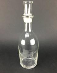 American Glass Decanter Engraved Decanter Silver Rim and Jigger Stopper