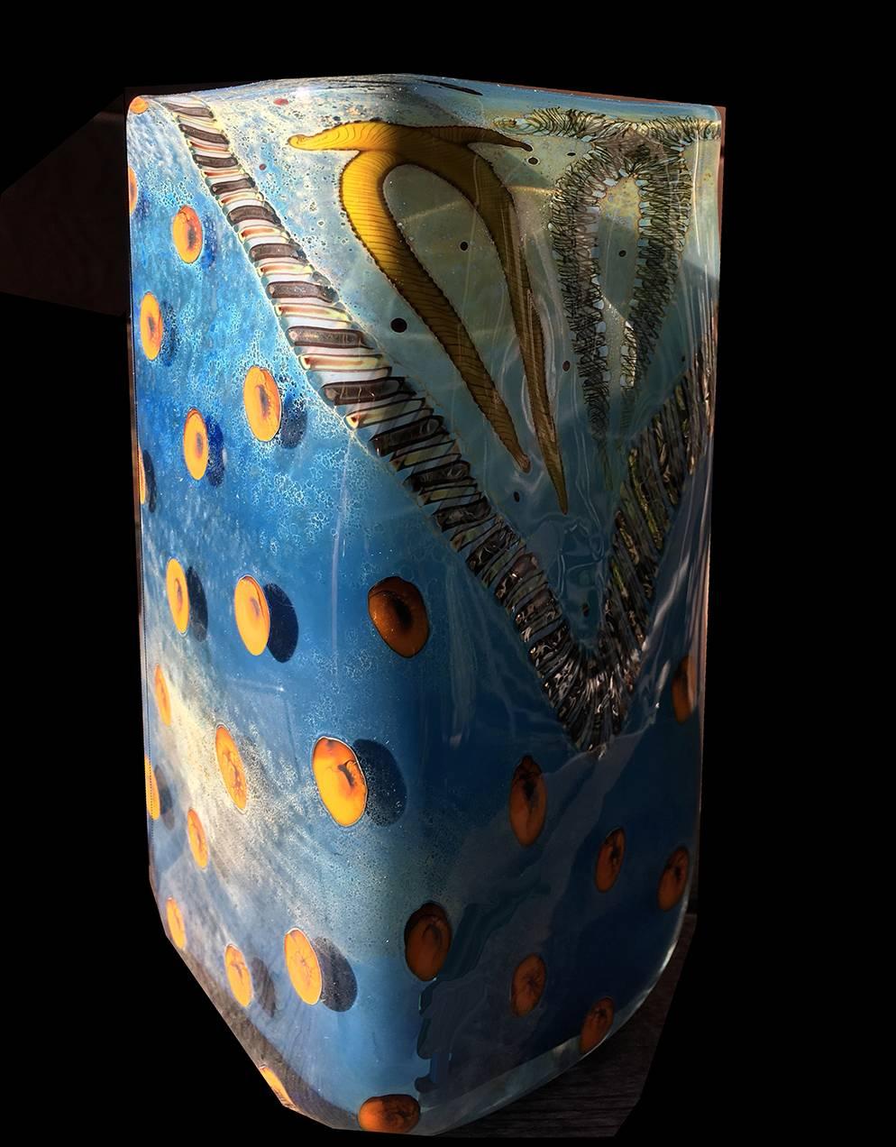 Organic Modern Contemporary Studio Art Glass Vase by Kenny Walton For Sale