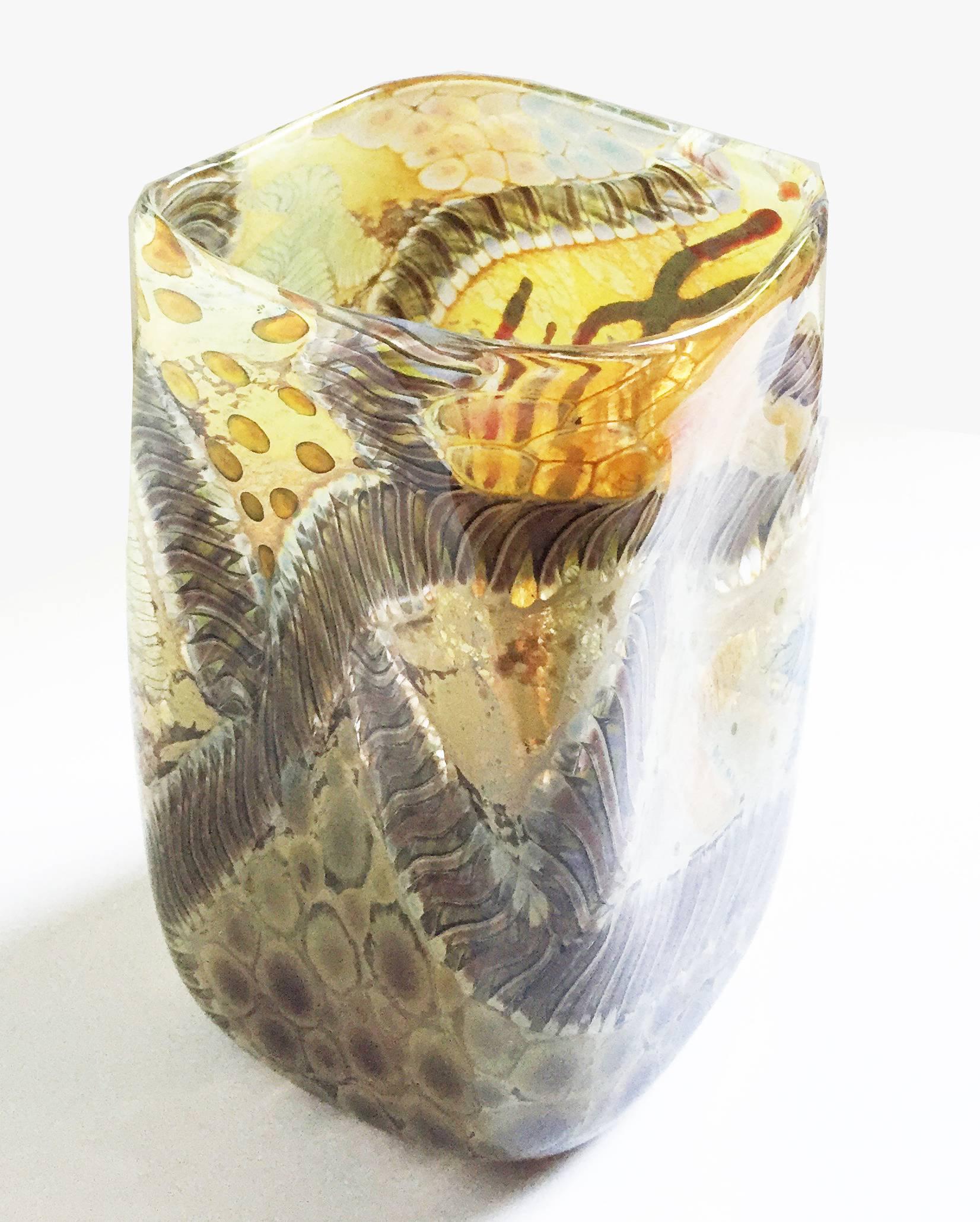 American Contemporary Studio Glass Vase by Kenny Walton, Earthtones For Sale