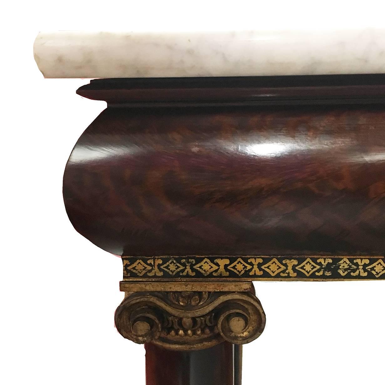 American New York Classical Pier Table with Marble Top For Sale