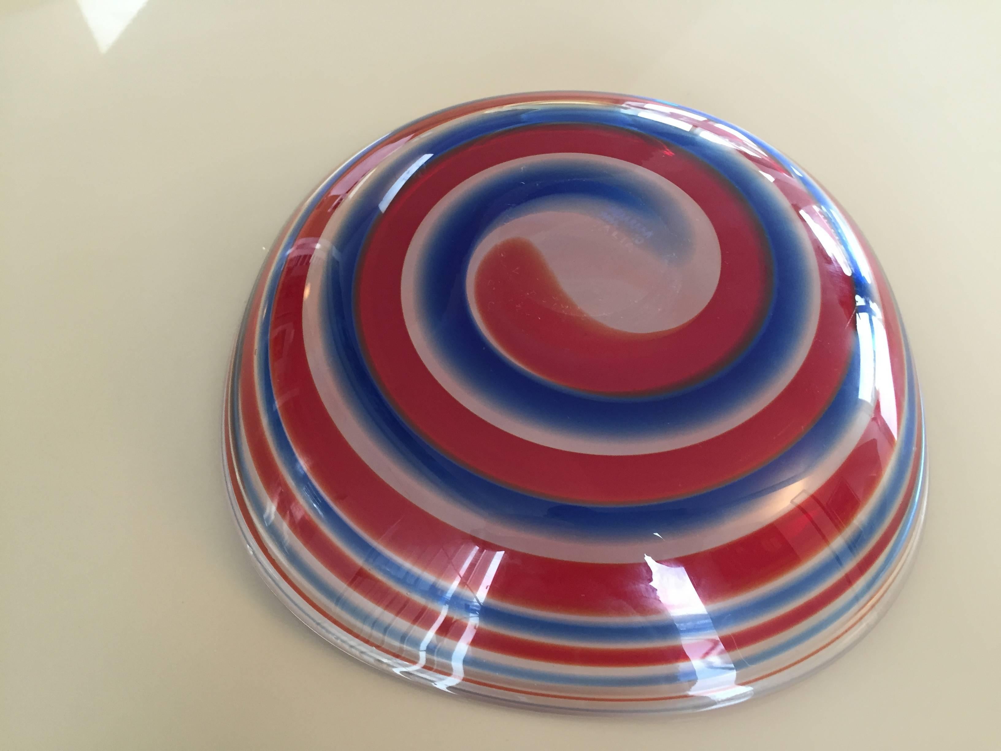 Italian Rare Bowl by Fulvio Bianconi for Venini, Signed For Sale