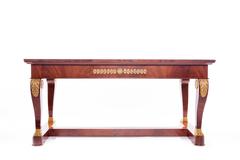 Empire Gilt Bronze-Mounted Mahogany Bureau Plat with a Leather Top