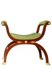 Pair of Empire Style Mahogany and Gilt Bronze-Mounted Tabourets