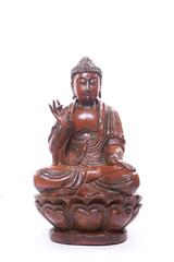 Large Pair of Carved Chinese Lacquered Figures of Buddha