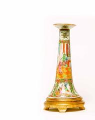 Pair of Chinese Rose Medallion Candlesticks