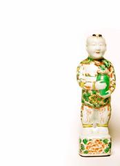 Pair of Chinese Famille Verte Porcelain Hoho Figures