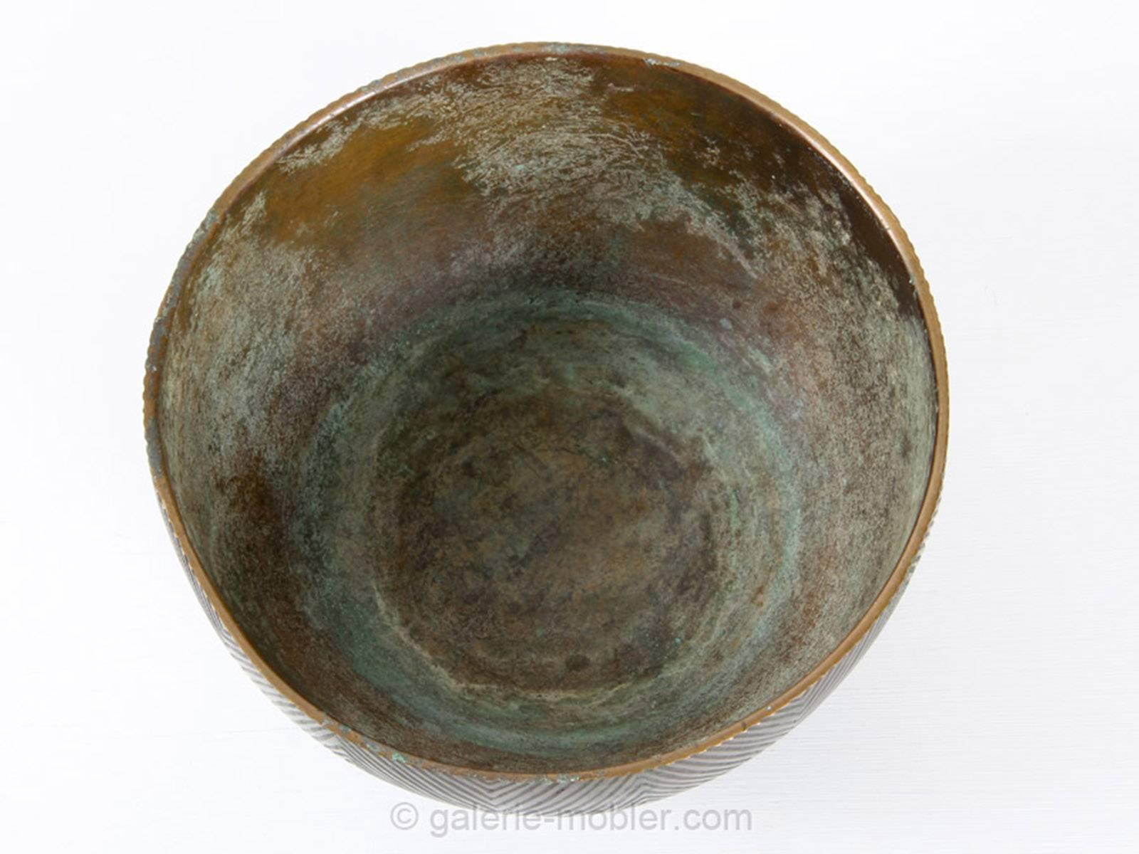  Fluted Bowl in Bronze Designed by Axel Salto In Excellent Condition For Sale In Courbevoie, FR