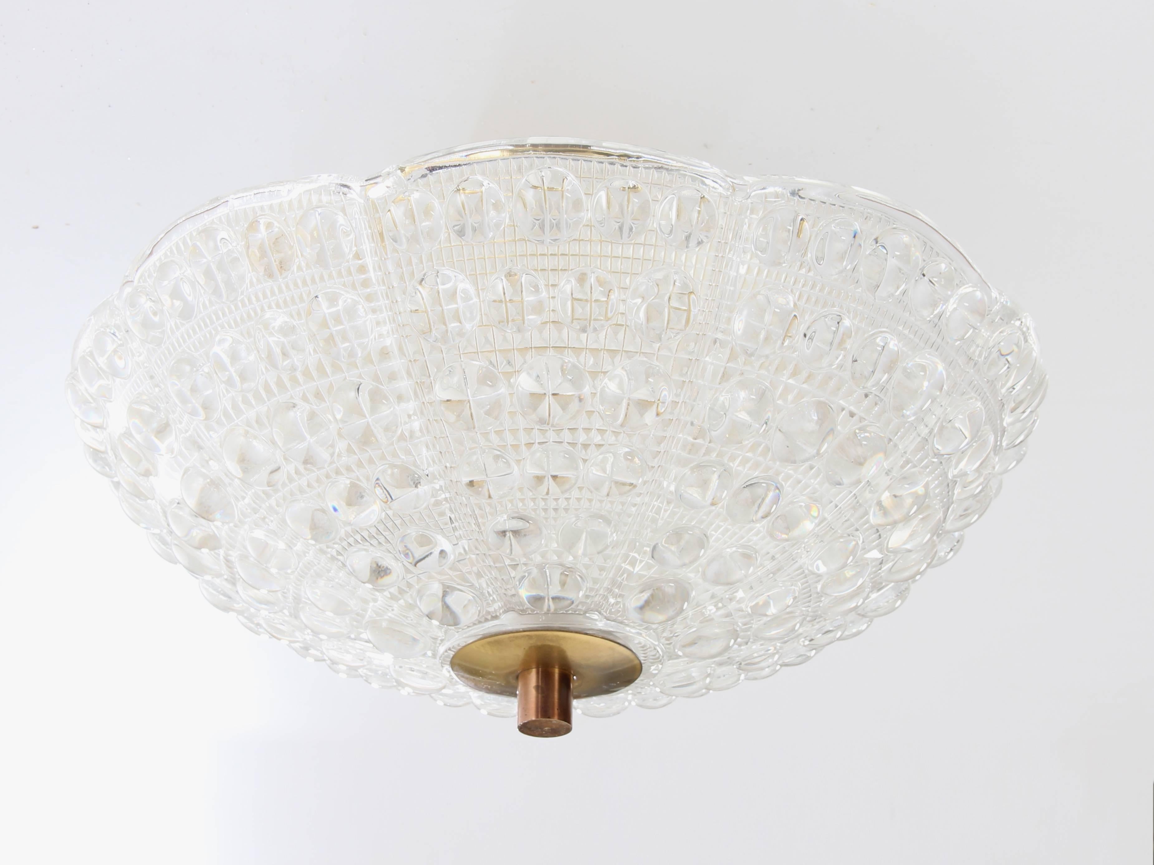 Mid-Century Modern ceiling lamp by Carl Fagerlund for Orrefors. Three E27 bulbs.