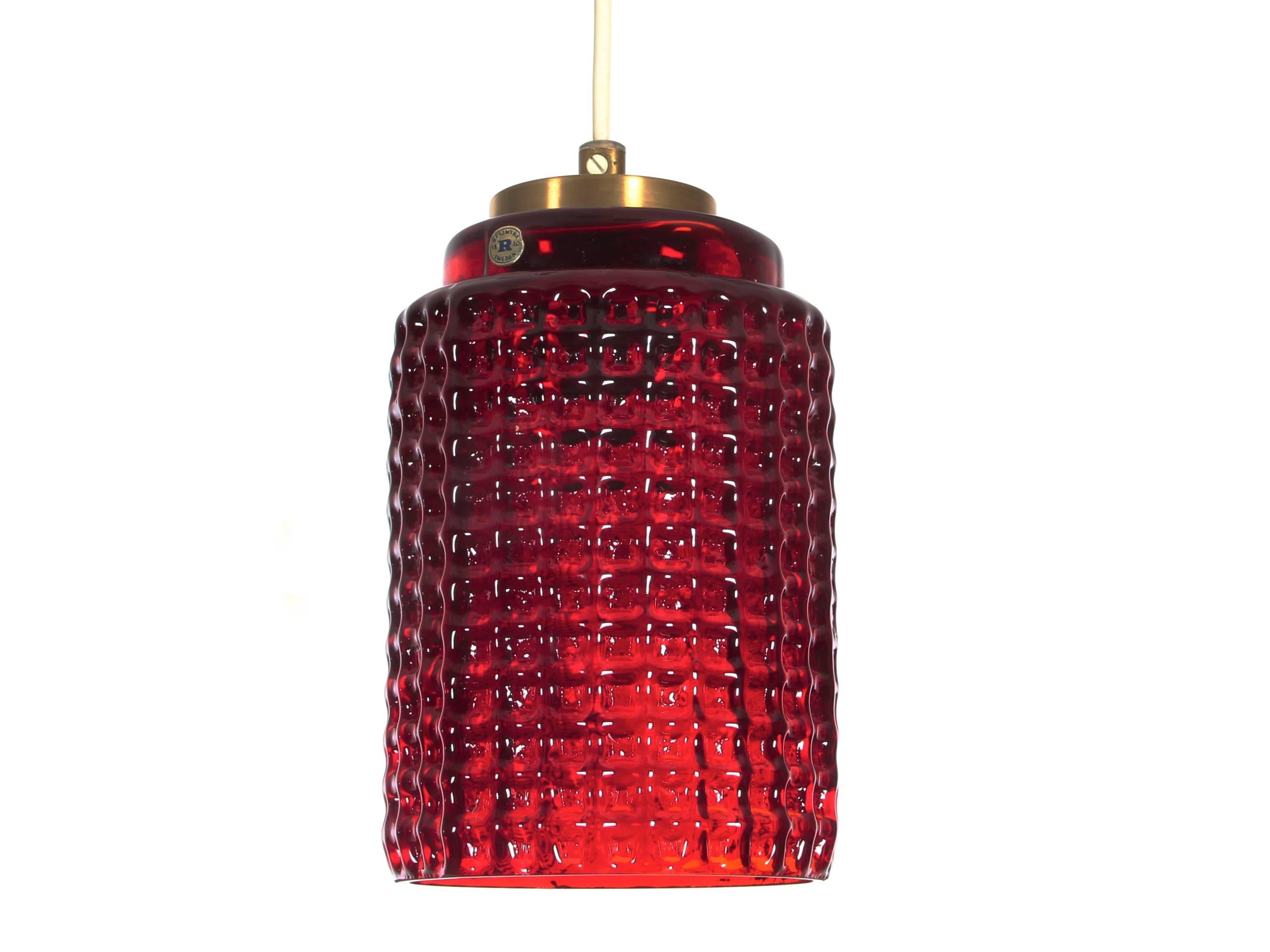 Swedish Mid-Century Modern Pendant Lamp by Reijmyre Glasbruk For Sale