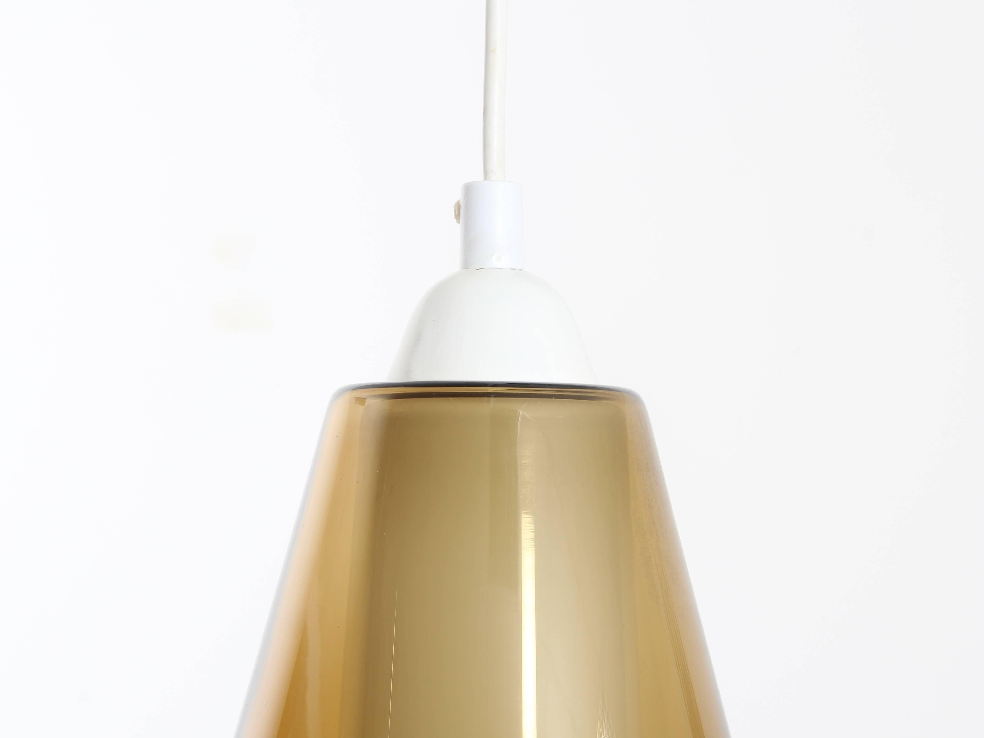 Scandinavian suspended smoked brown and opal glass. Rota model Jo Hammerborg. Works with standard bulbs E27.