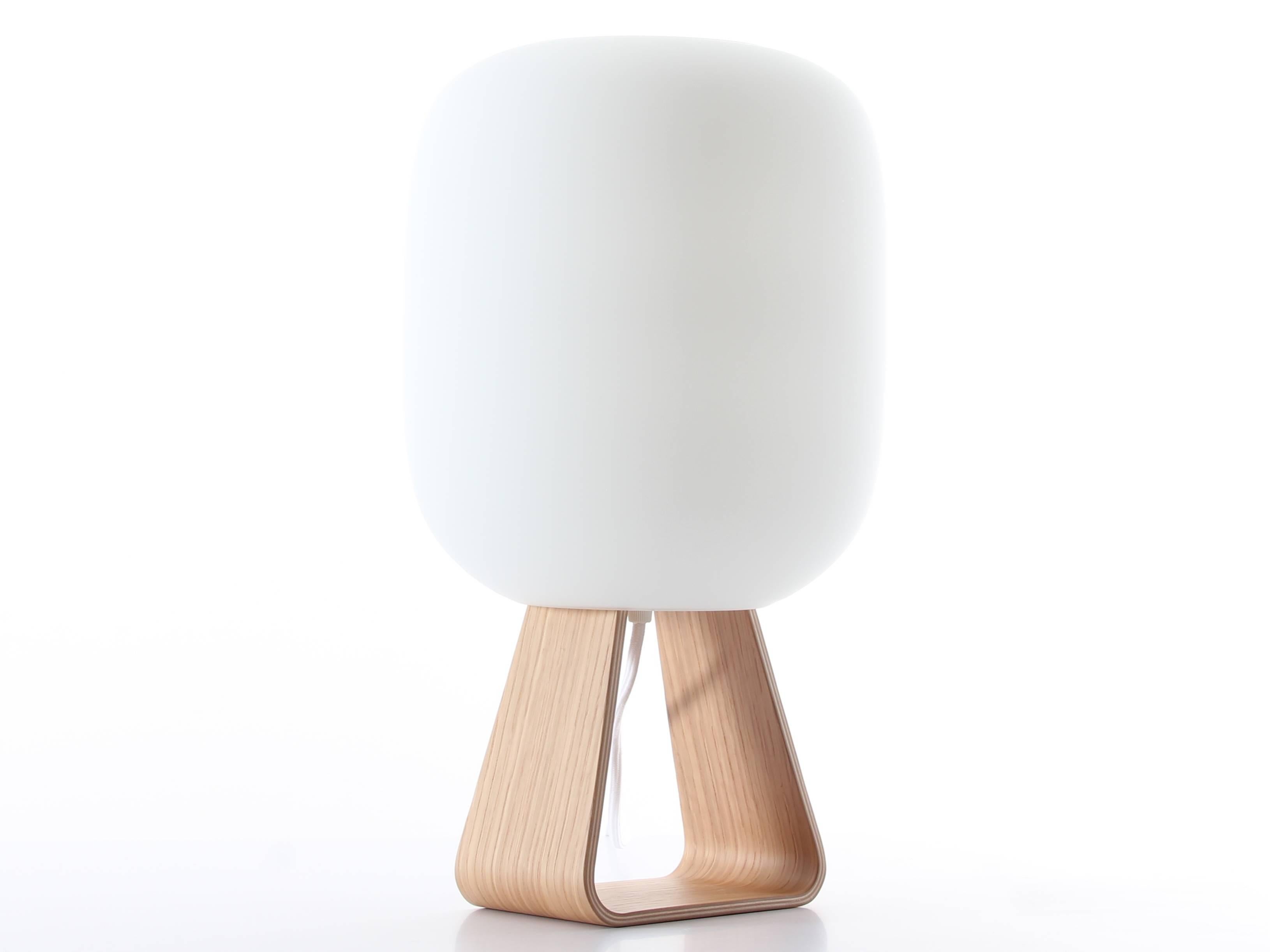 Table lamp in opal and plywood oak model toad 1UP Timo Niskanen for Himme. New product. Works with E14 bulbs.

Timo Niskanen is a young Finnish designer, the Møbler Gallery met in Stockholm. We had him for love at heart, and we wanted to offer