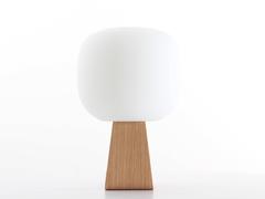 Lampe de bureau en chêne et verre opale Modèle Toad de Timo Niskanen