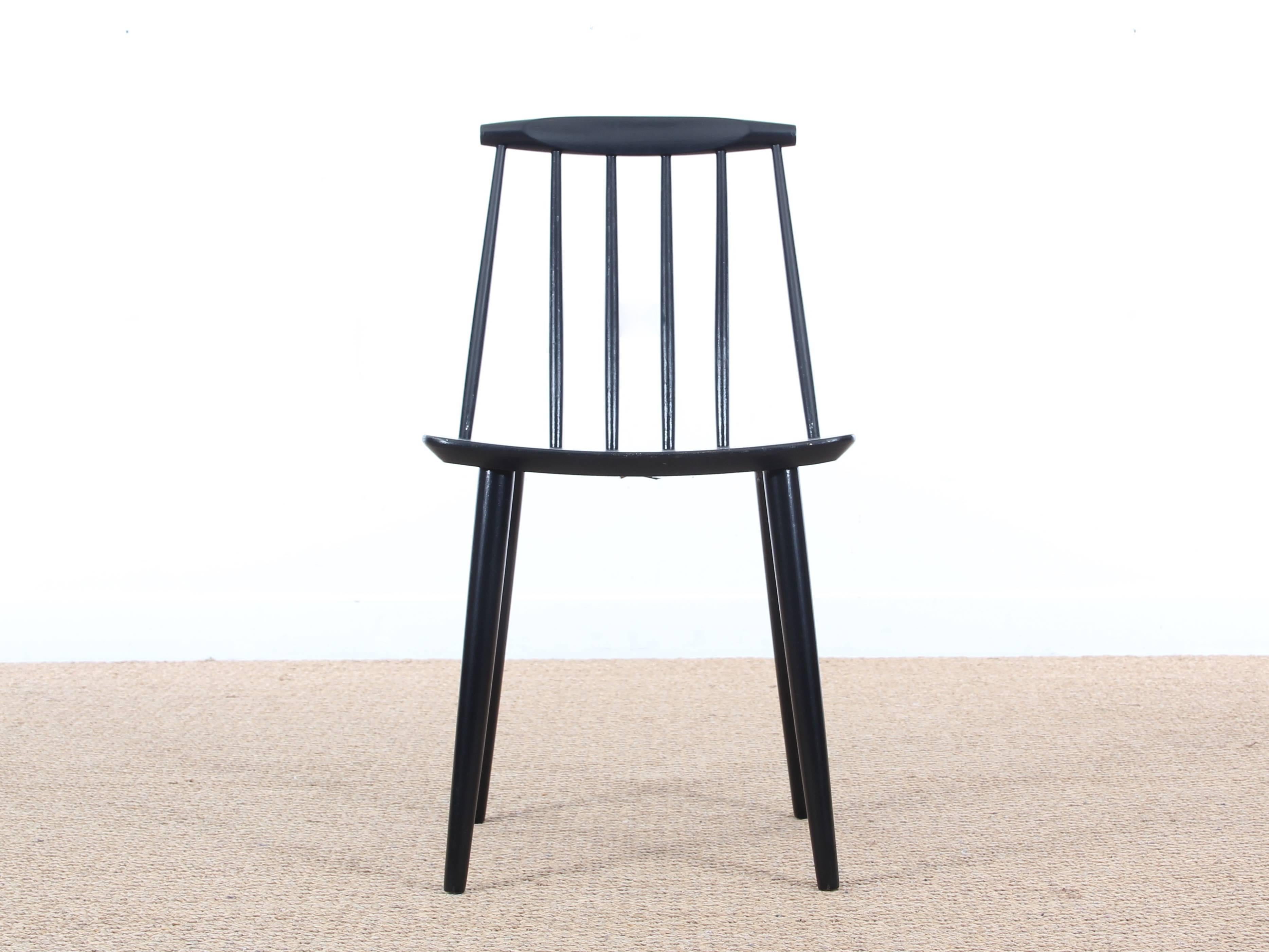 Set of four Scandinavian chair, model J77, designed by Folke Palsson. Original model hand repainted.