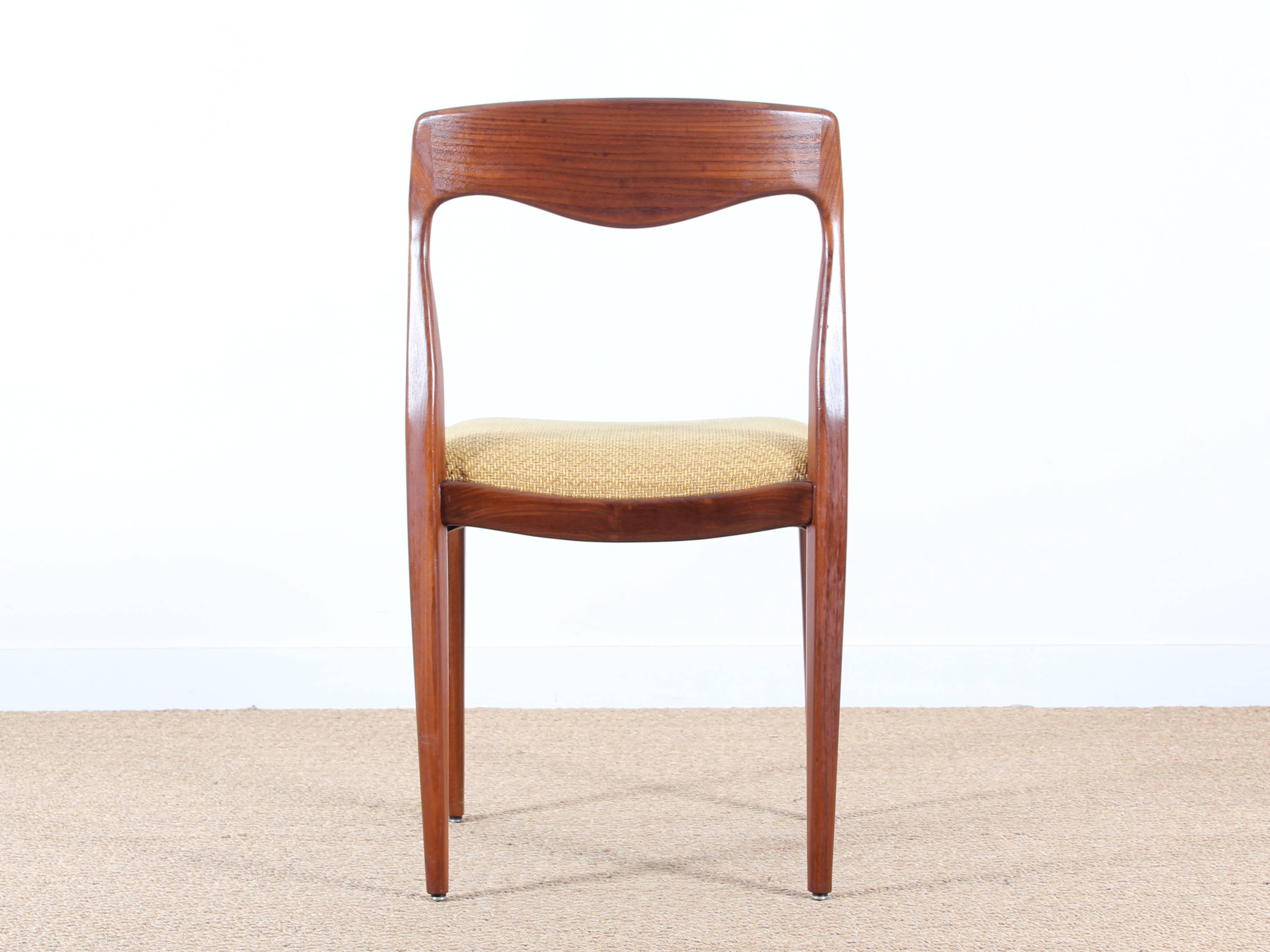 Mid-20th Century Set of Four Scandinavian Chairs in Teak with Pierre Frey Fabric