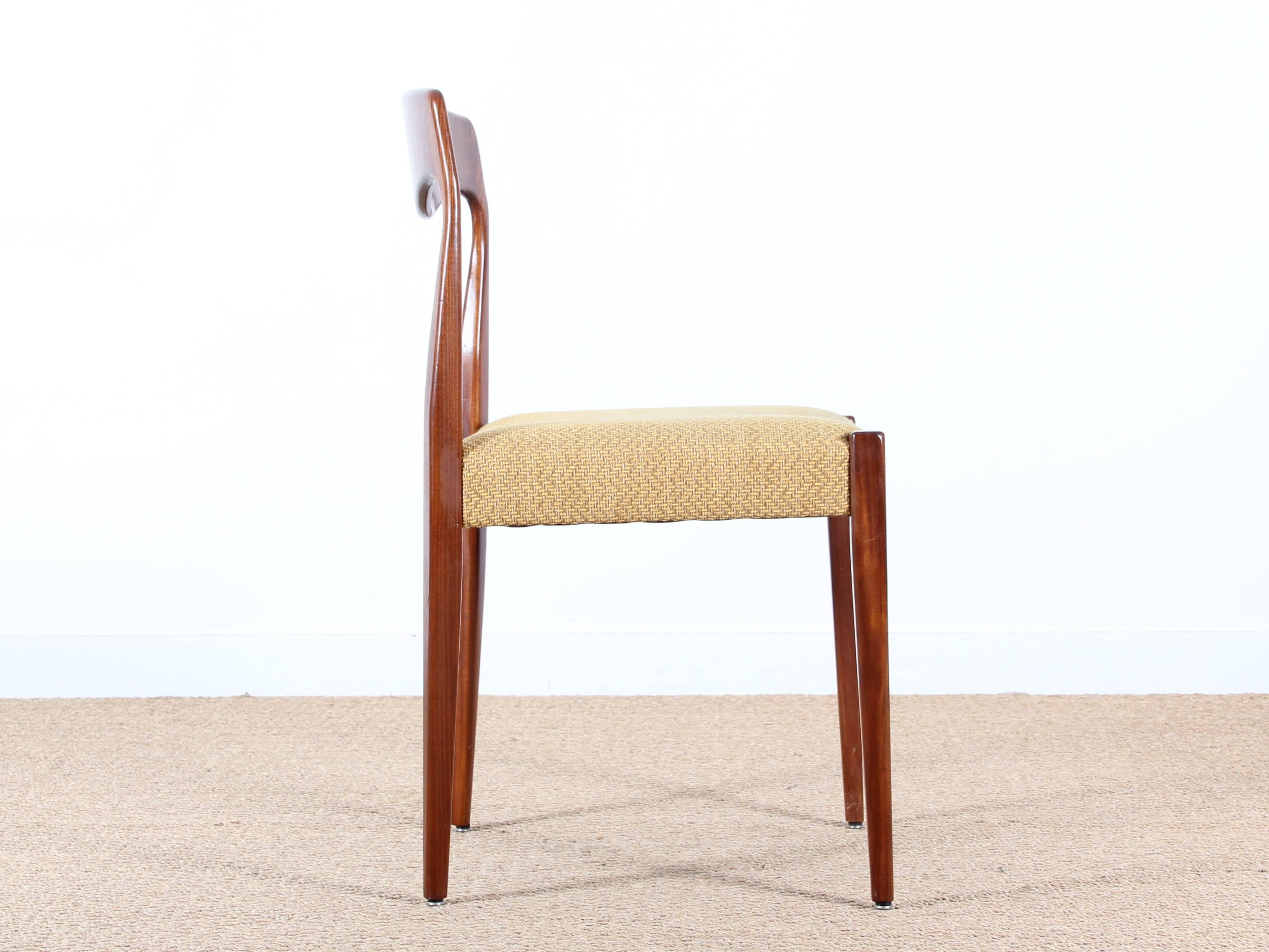 Danish Set of Four Scandinavian Chairs in Teak with Pierre Frey Fabric
