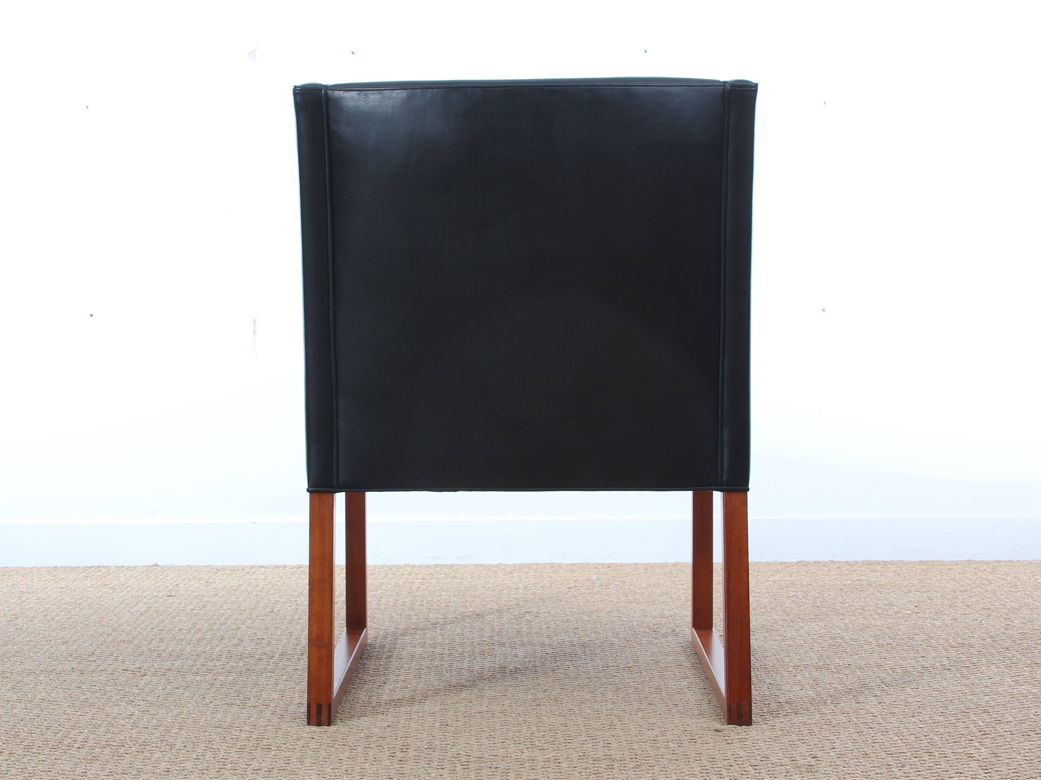 Leather Mid-Century Modern Pair of Armchair Model 3246 by Børge Mogensen for Fredericia