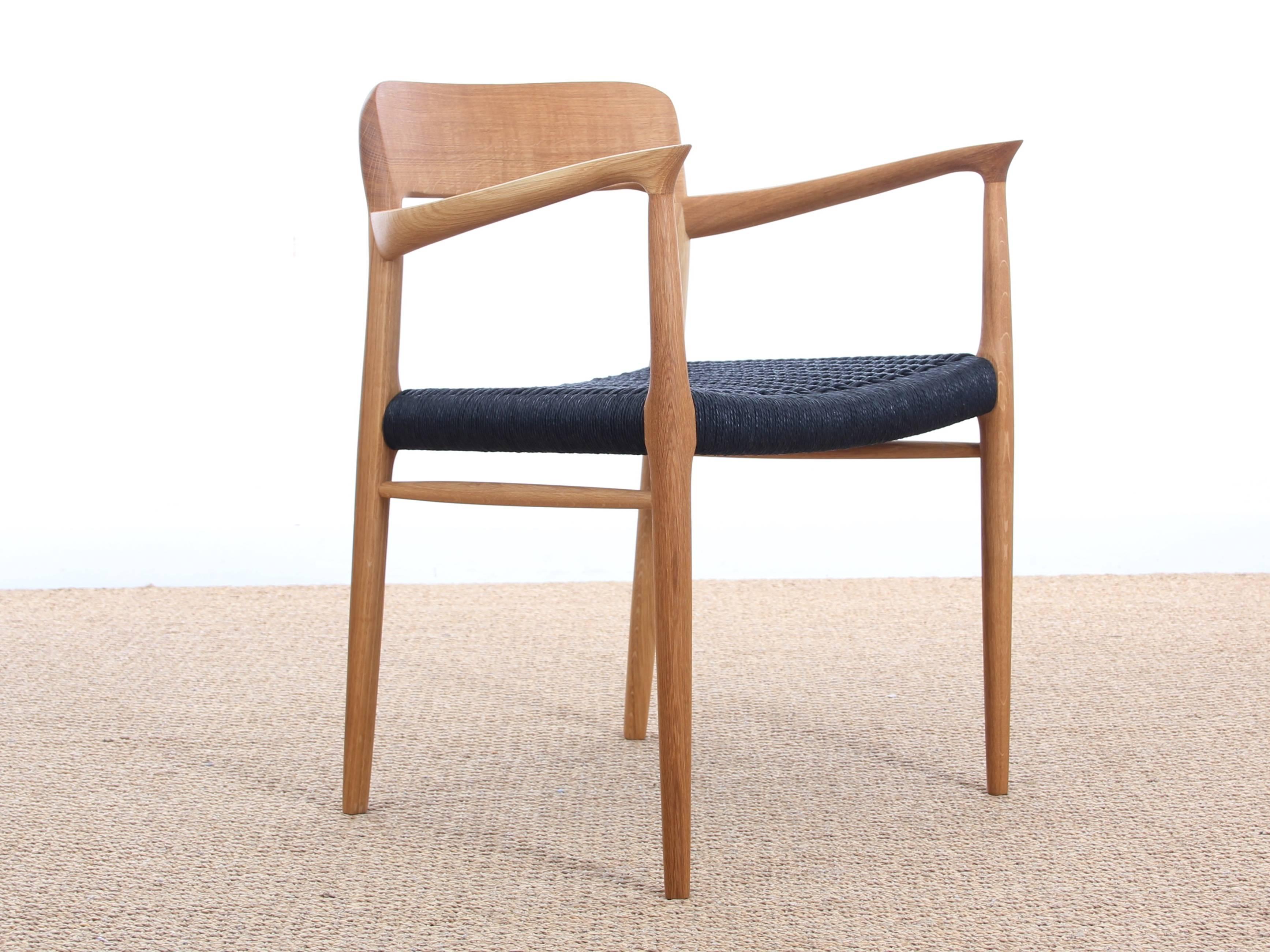 Mid-Century Modern Danish armchair in oak model 56 by Niels O. Møller. Frame in solid teak and seat in papercord. New production and still handmade in the historical Møllers workshop in Denmark.

On demand only. Delivery time 6/8 weeks. Price is