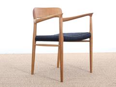 Mid-Century Modern Danish Armchair Model 56 in Oak and Papercord by Niels Møller