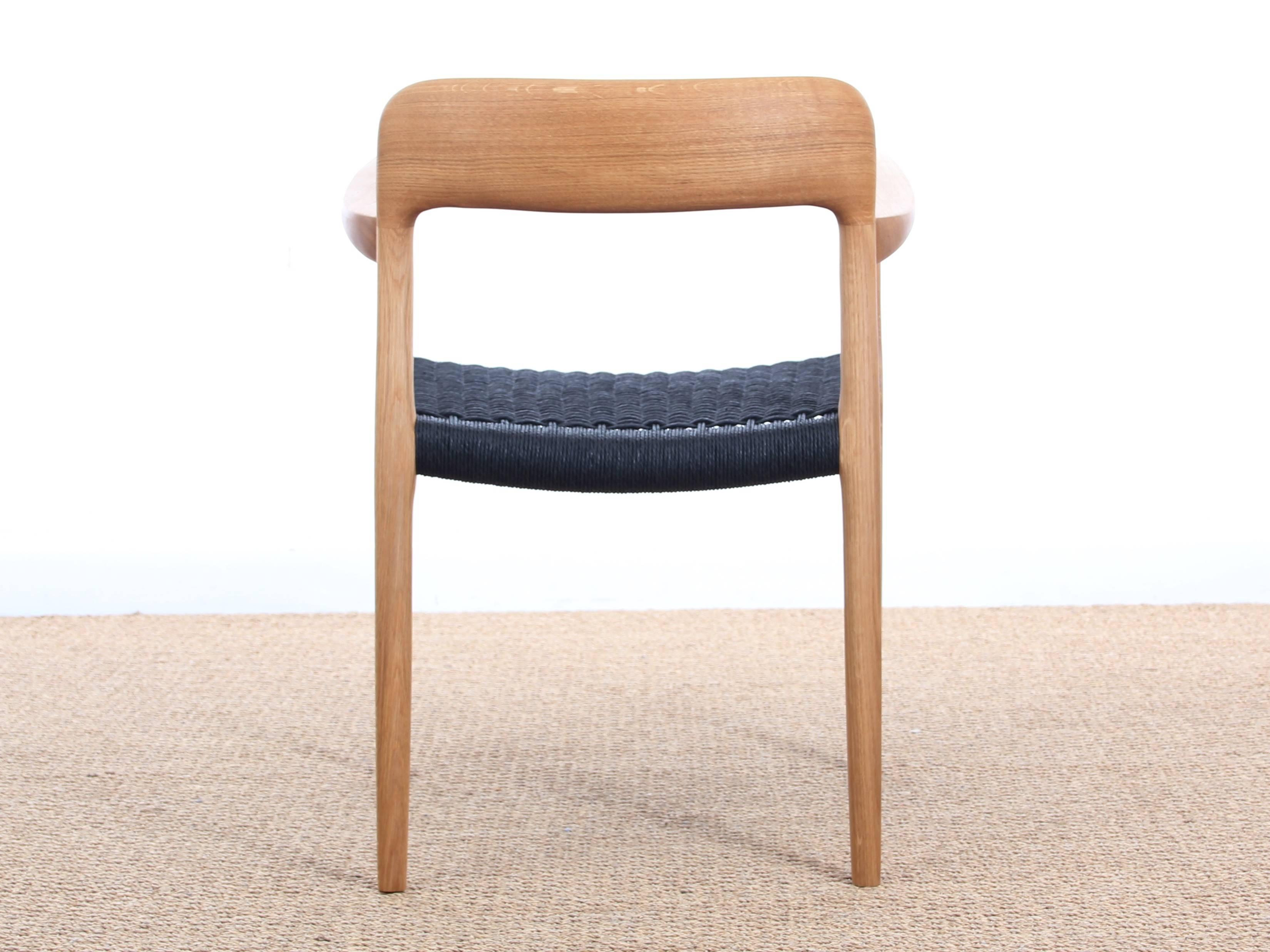 Mid-Century Modern Danish Armchair Model 56 in Oak and Papercord by Niels Møller In Excellent Condition For Sale In Courbevoie, FR