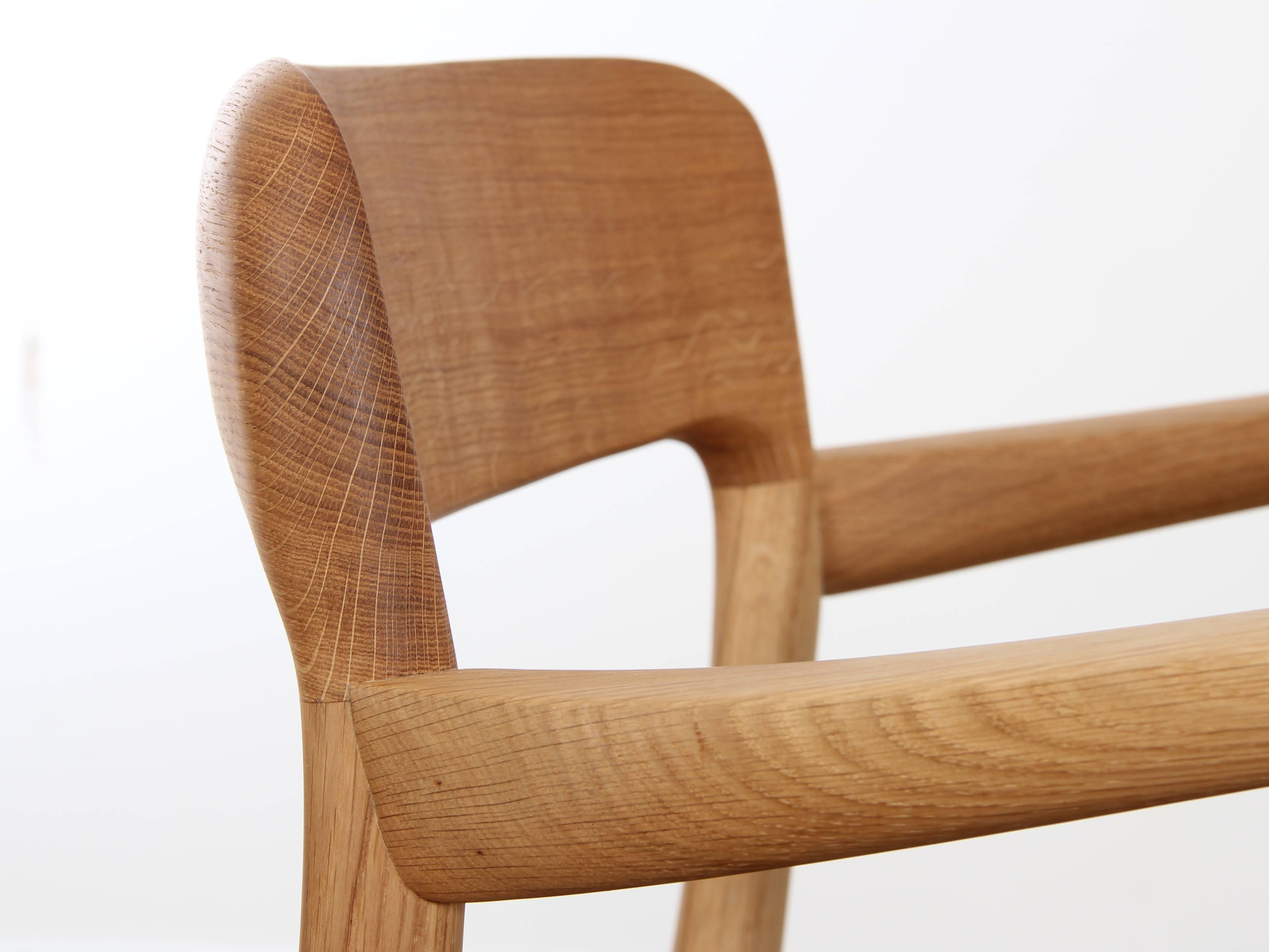 Mid-Century Modern Danish Armchair Model 56 in Oak and Papercord by Niels Møller For Sale 3