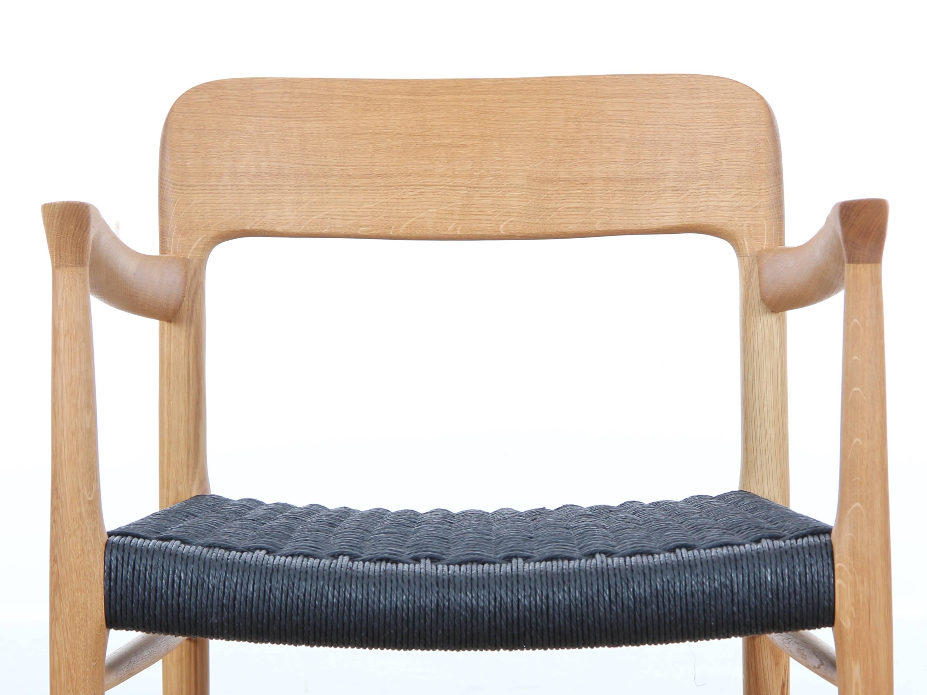 Mid-Century Modern Danish Armchair Model 56 in Oak and Papercord by Niels Møller For Sale 2