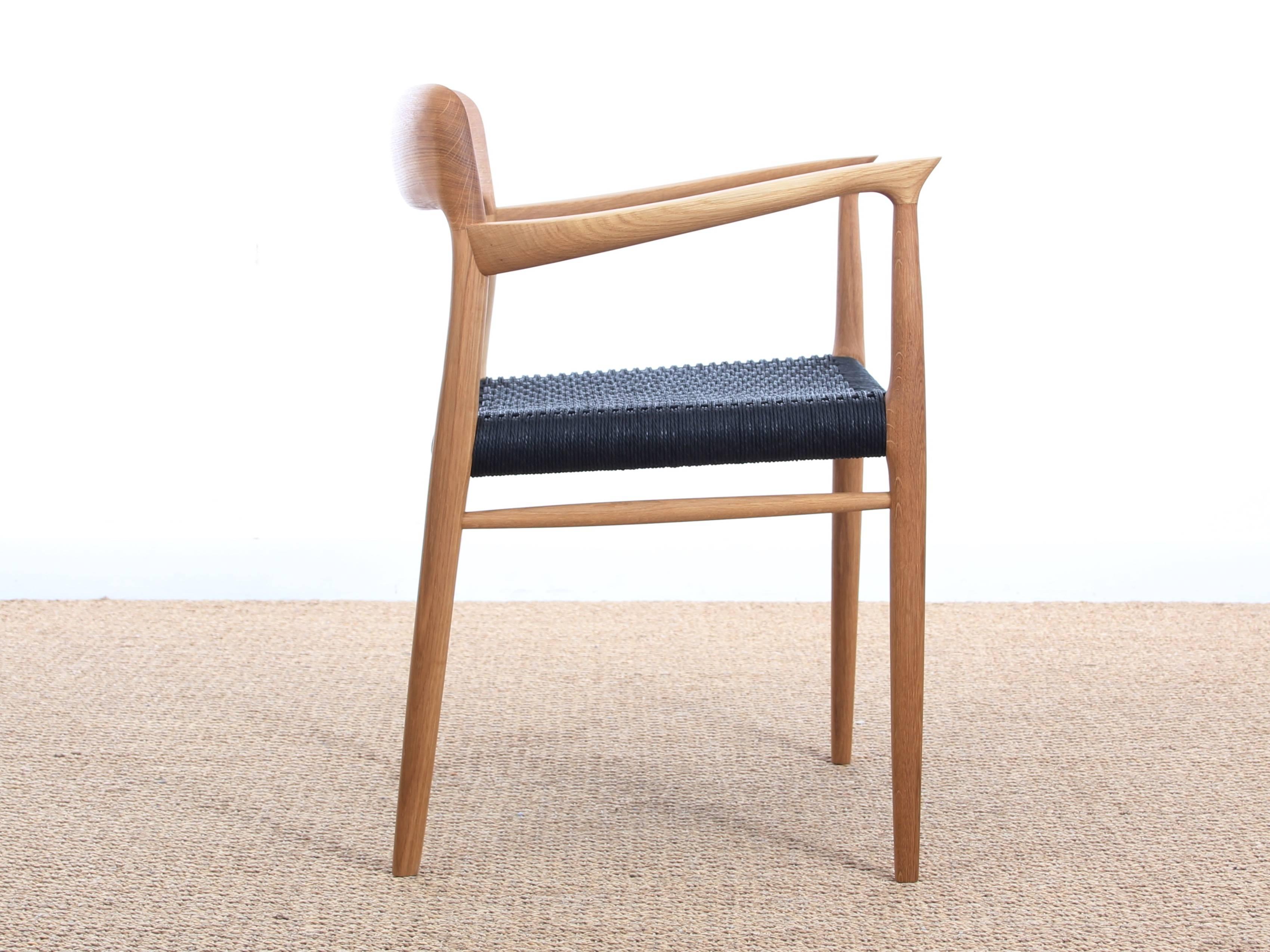 Mid-20th Century Mid-Century Modern Danish Armchair Model 56 in Oak and Papercord by Niels Møller For Sale