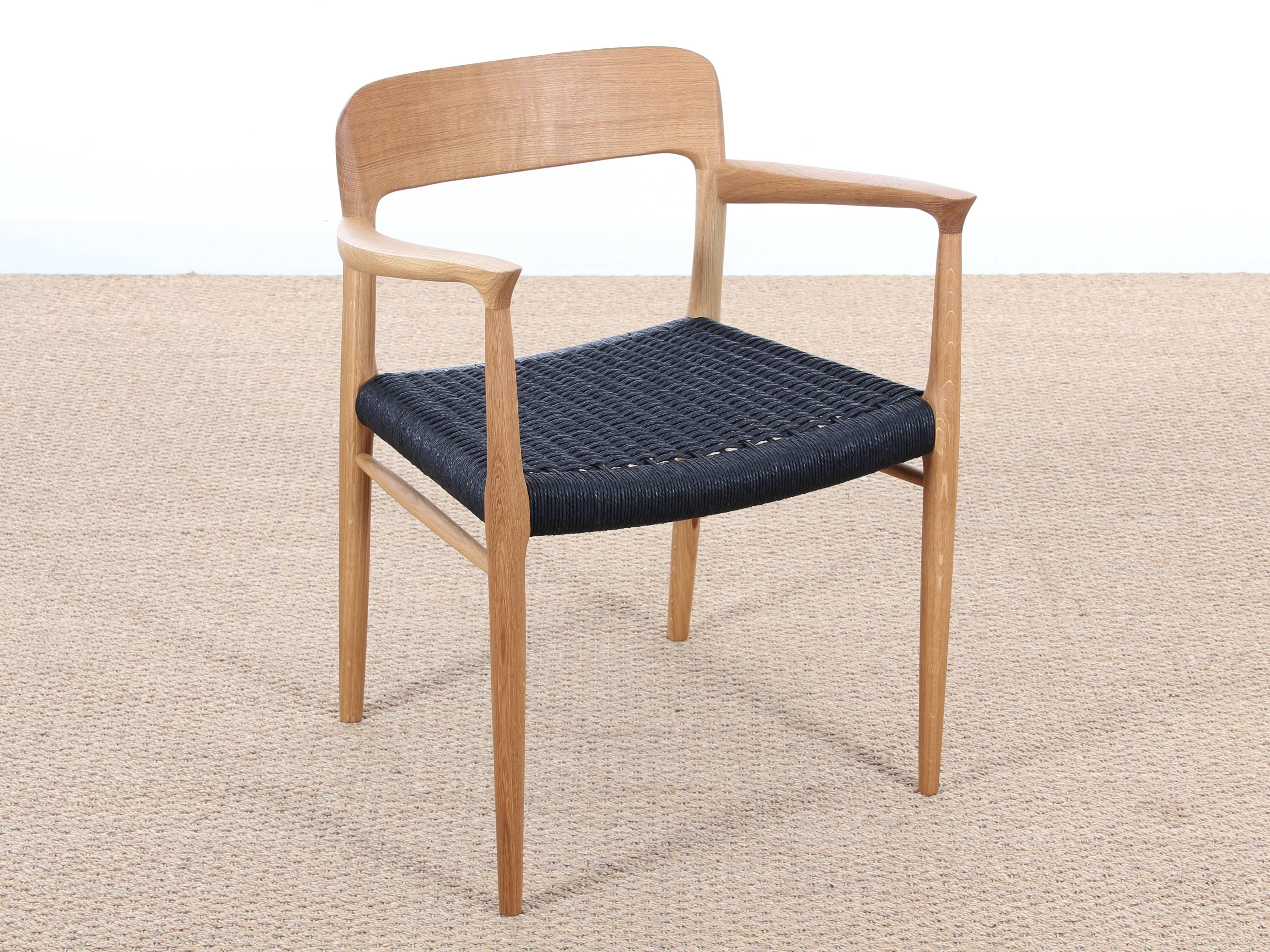 Mid-Century Modern Danish Armchair Model 56 in Oak and Papercord by Niels Møller For Sale 1