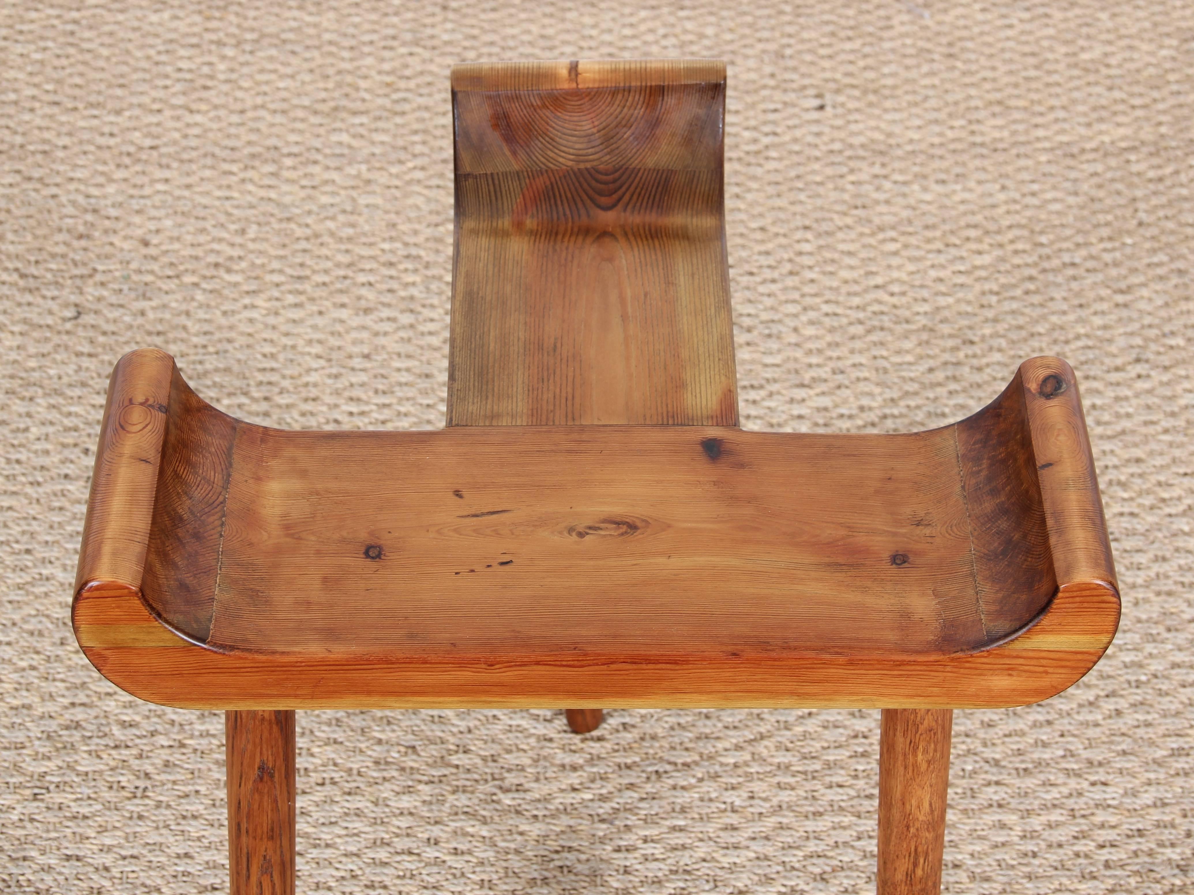 Mid-Century Modern Stool in Pine and Oak 2