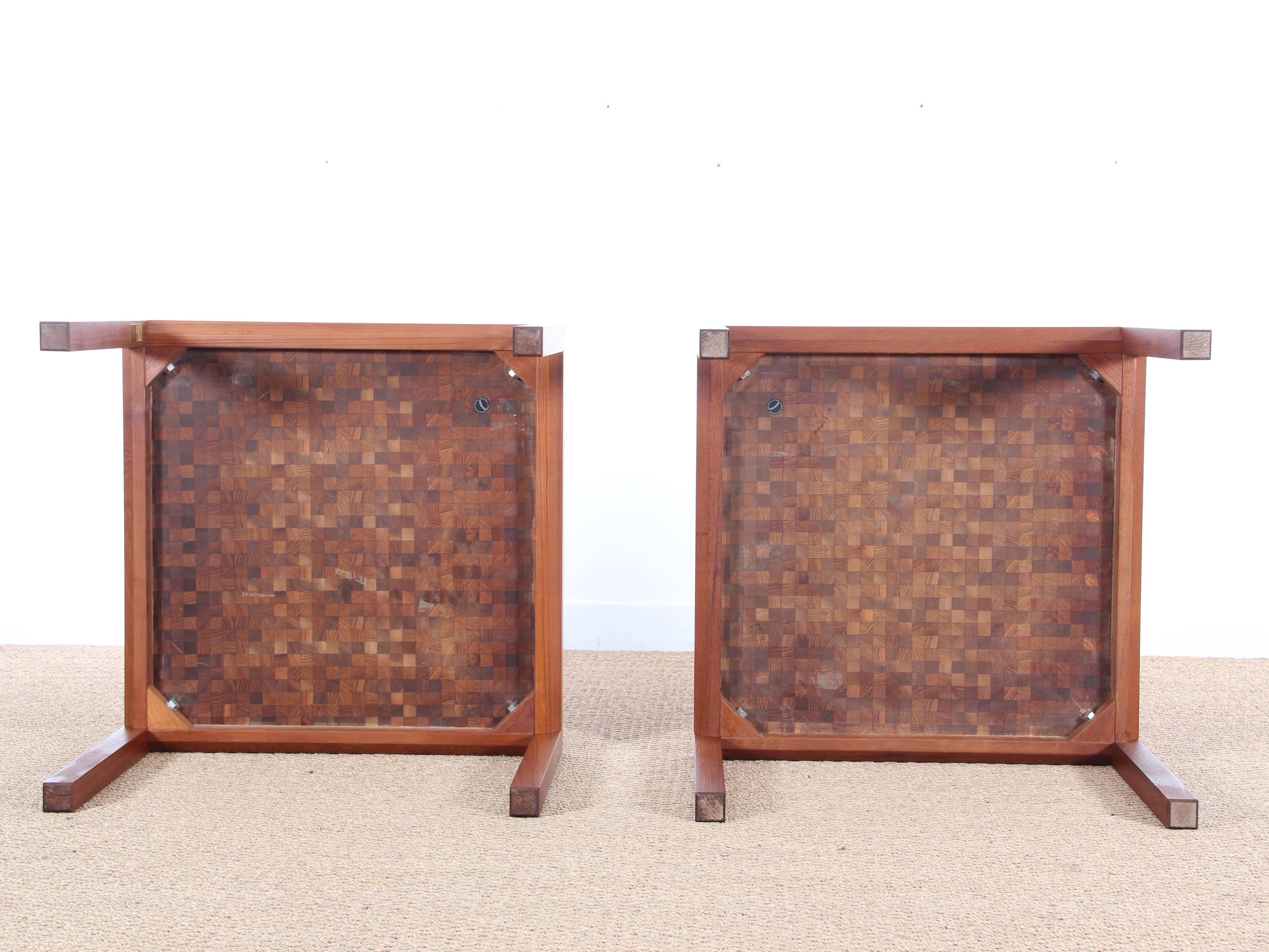 Mid-Century Modern Pair of Coffee Tables in Teak by Rolf Middelboe & Gorm Lindum In Excellent Condition For Sale In Courbevoie, FR