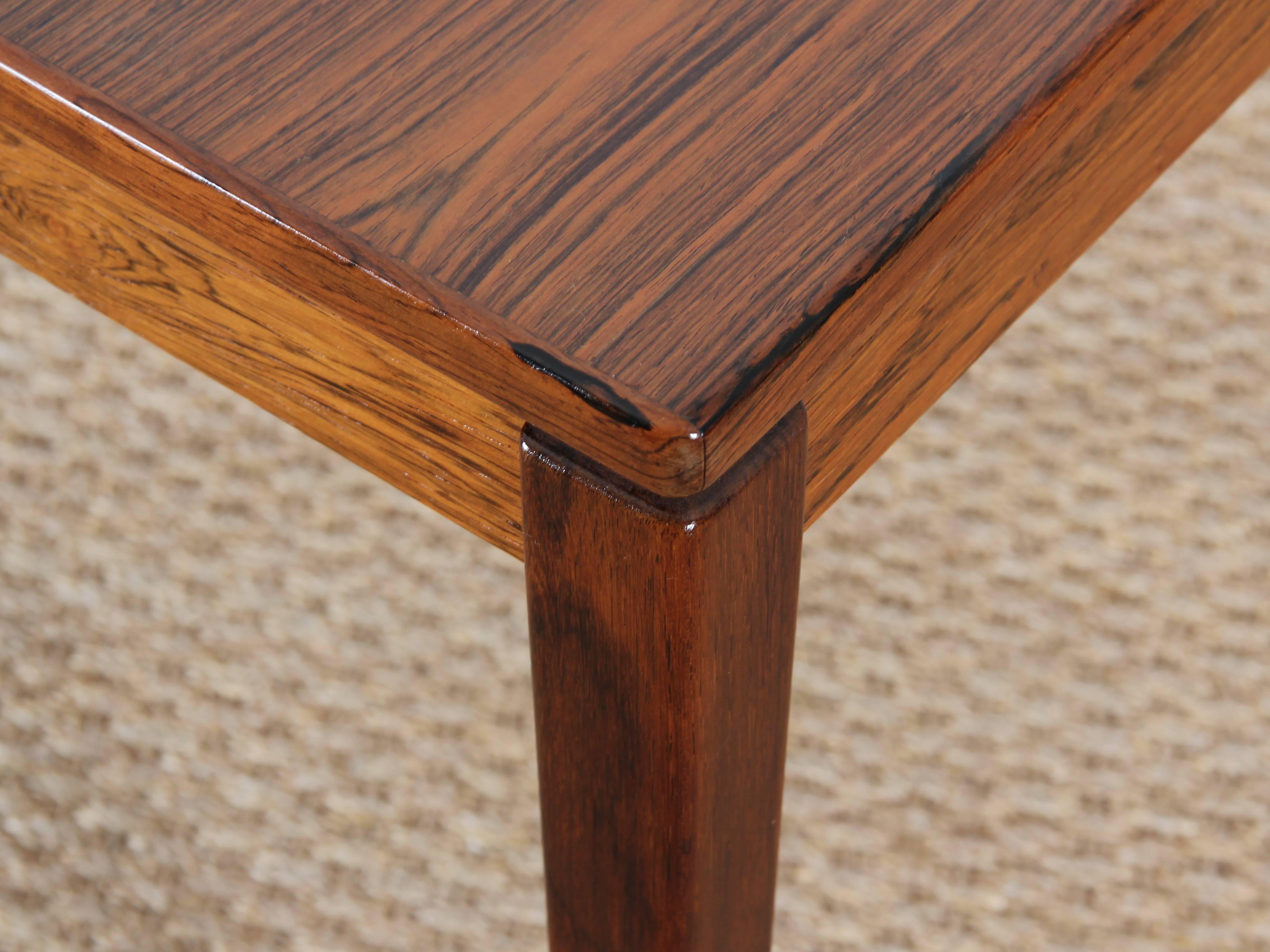 Danish Modern Square Coffee Table in Rosewood For Sale 3