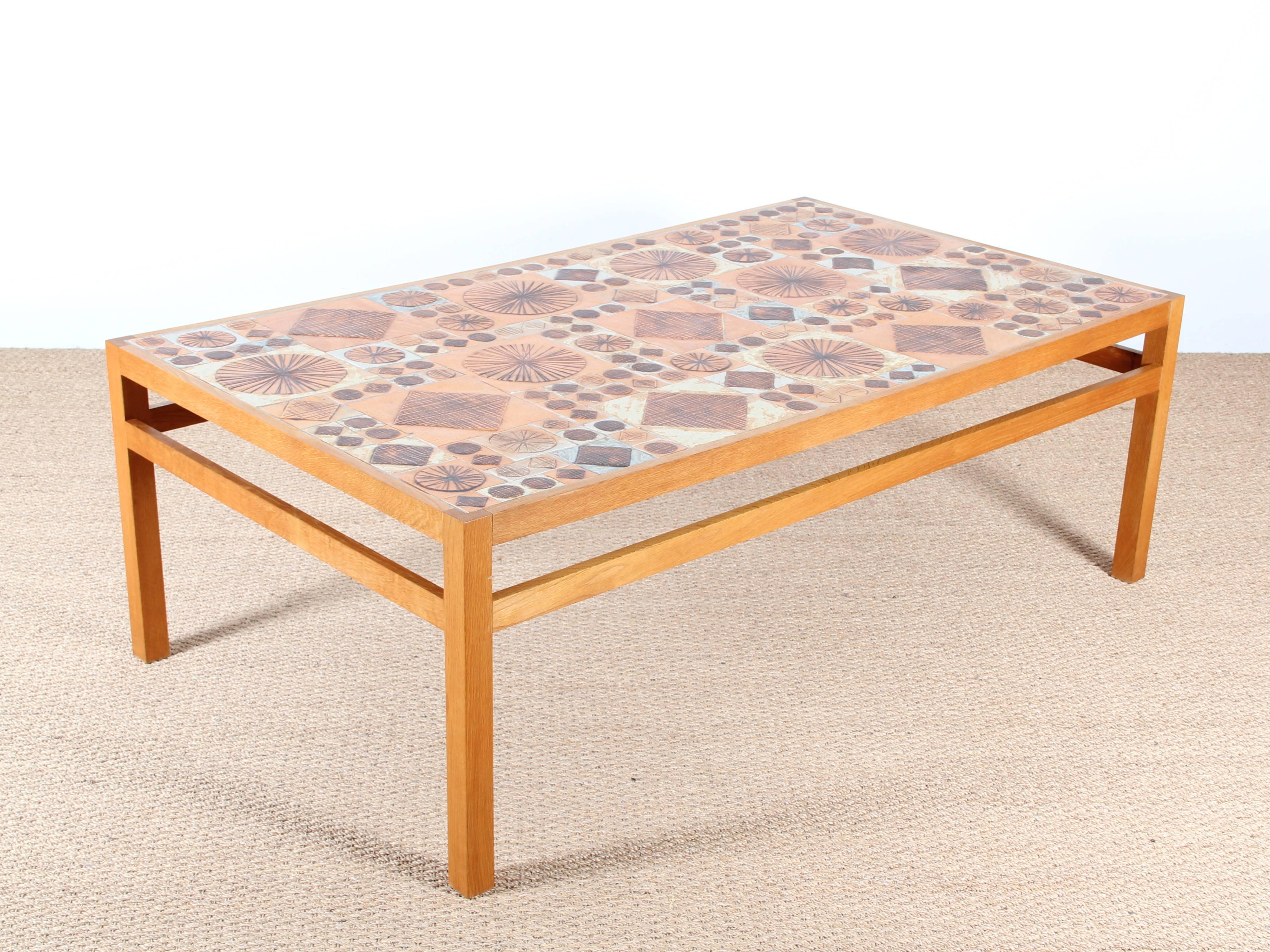 Ceramic Tile Top Coffee Table, Designed by Tue Poulsen In Excellent Condition In Courbevoie, FR