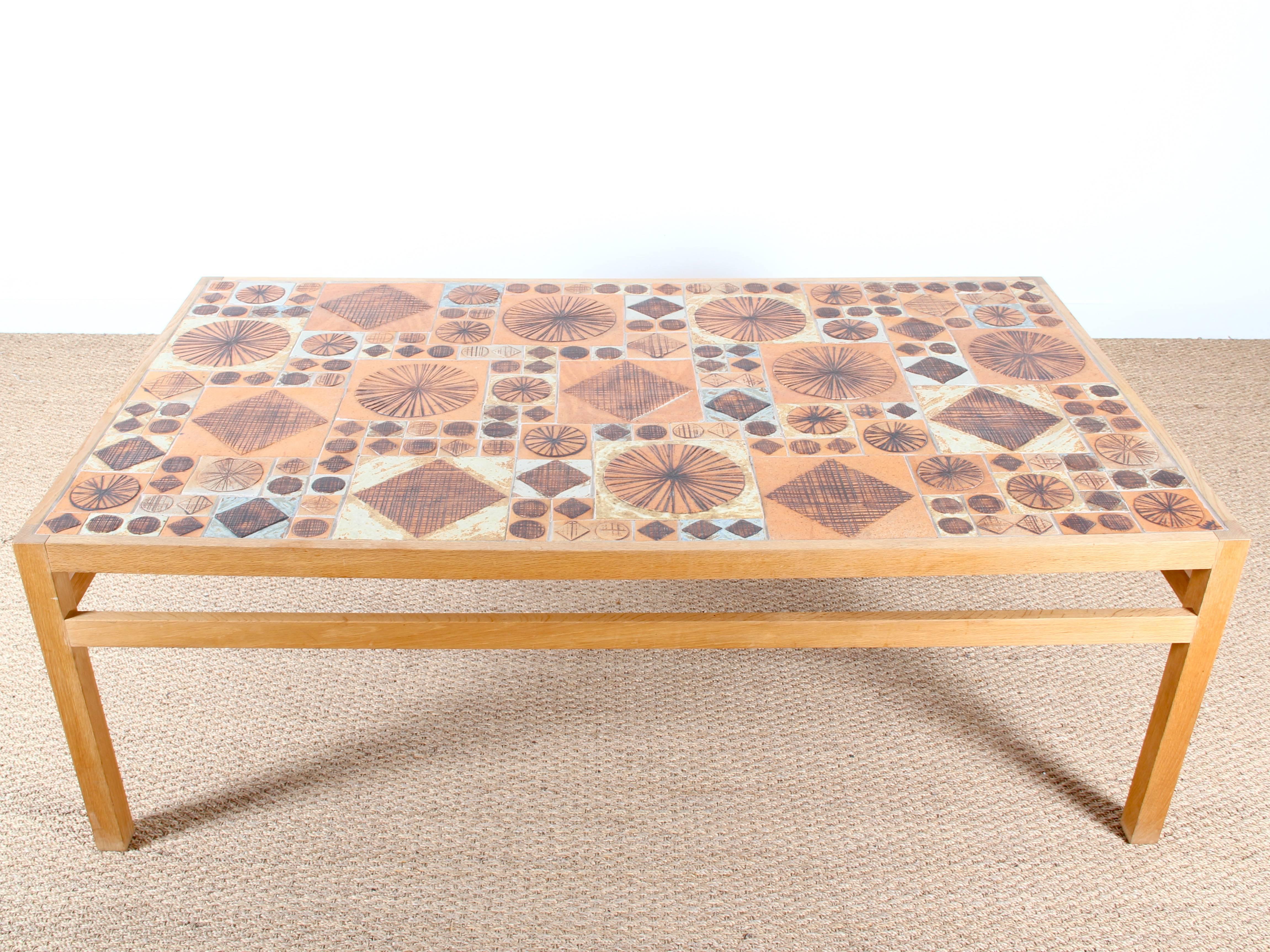 Danish Ceramic Tile Top Coffee Table, Designed by Tue Poulsen