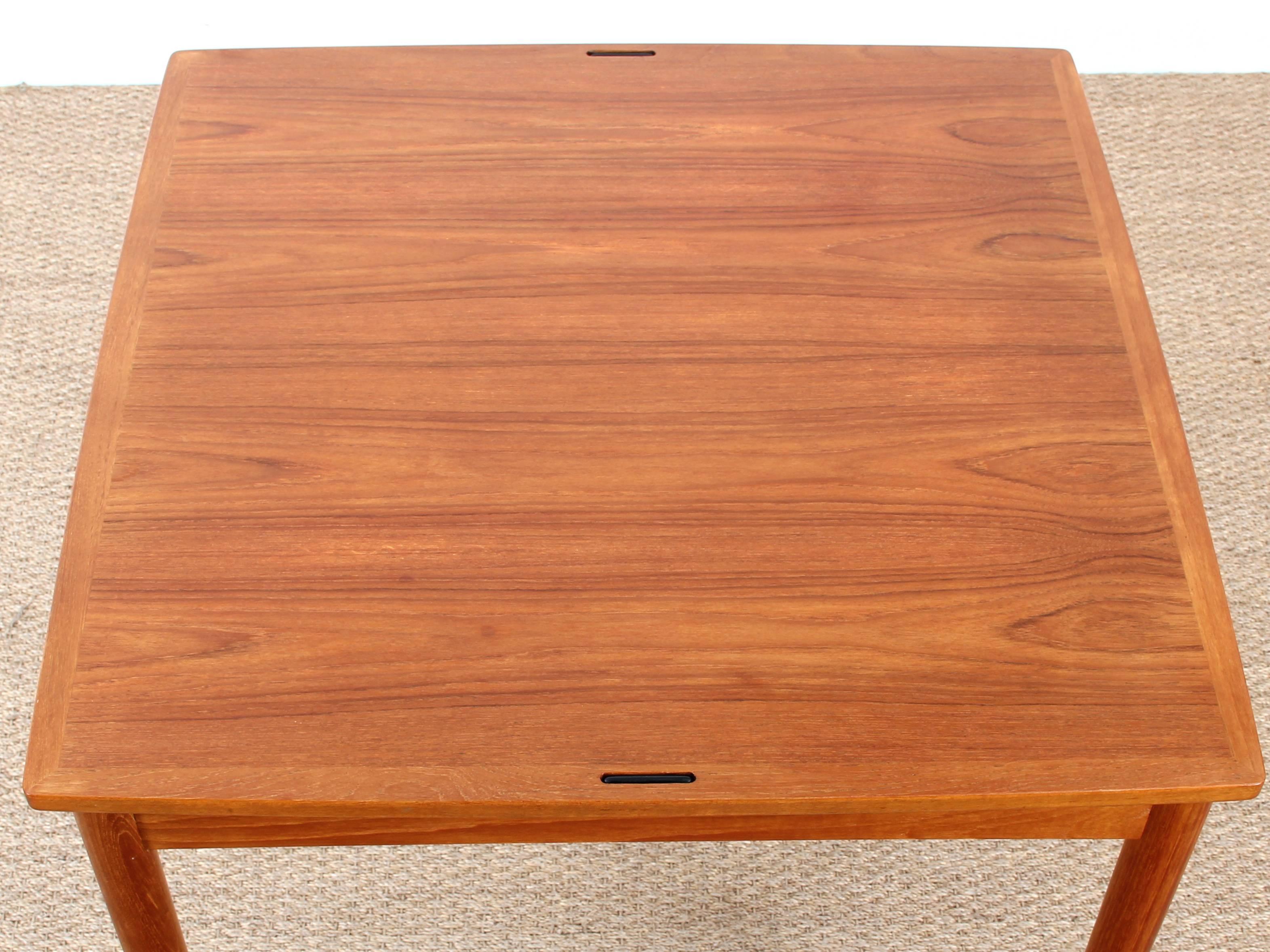 Danish Teak Game Table with Reversible Top 3