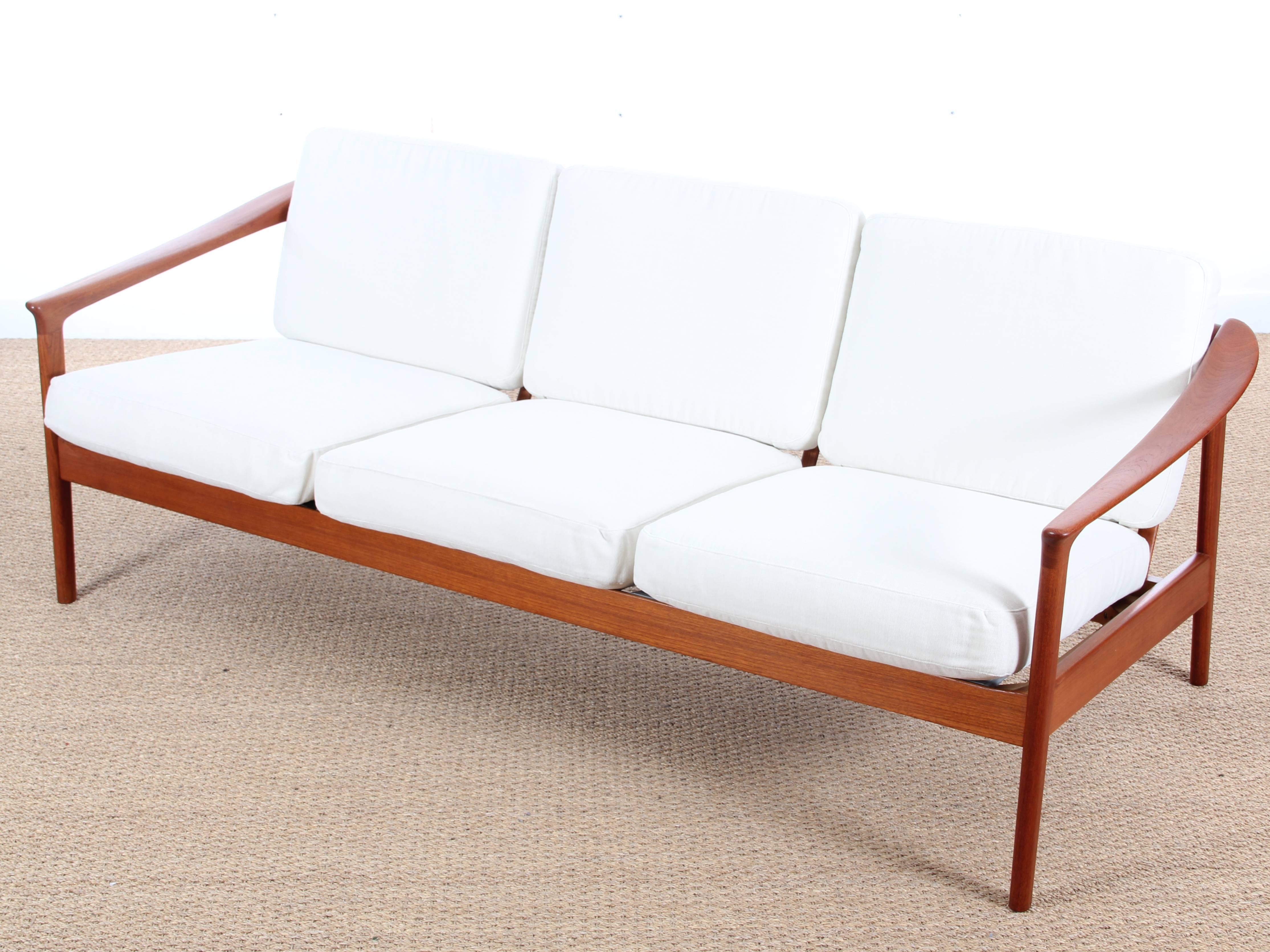 Mid-Century Danish Three-Seat Sofa in Teak Model Colorado by Folke Ohlsson In Excellent Condition In Courbevoie, FR
