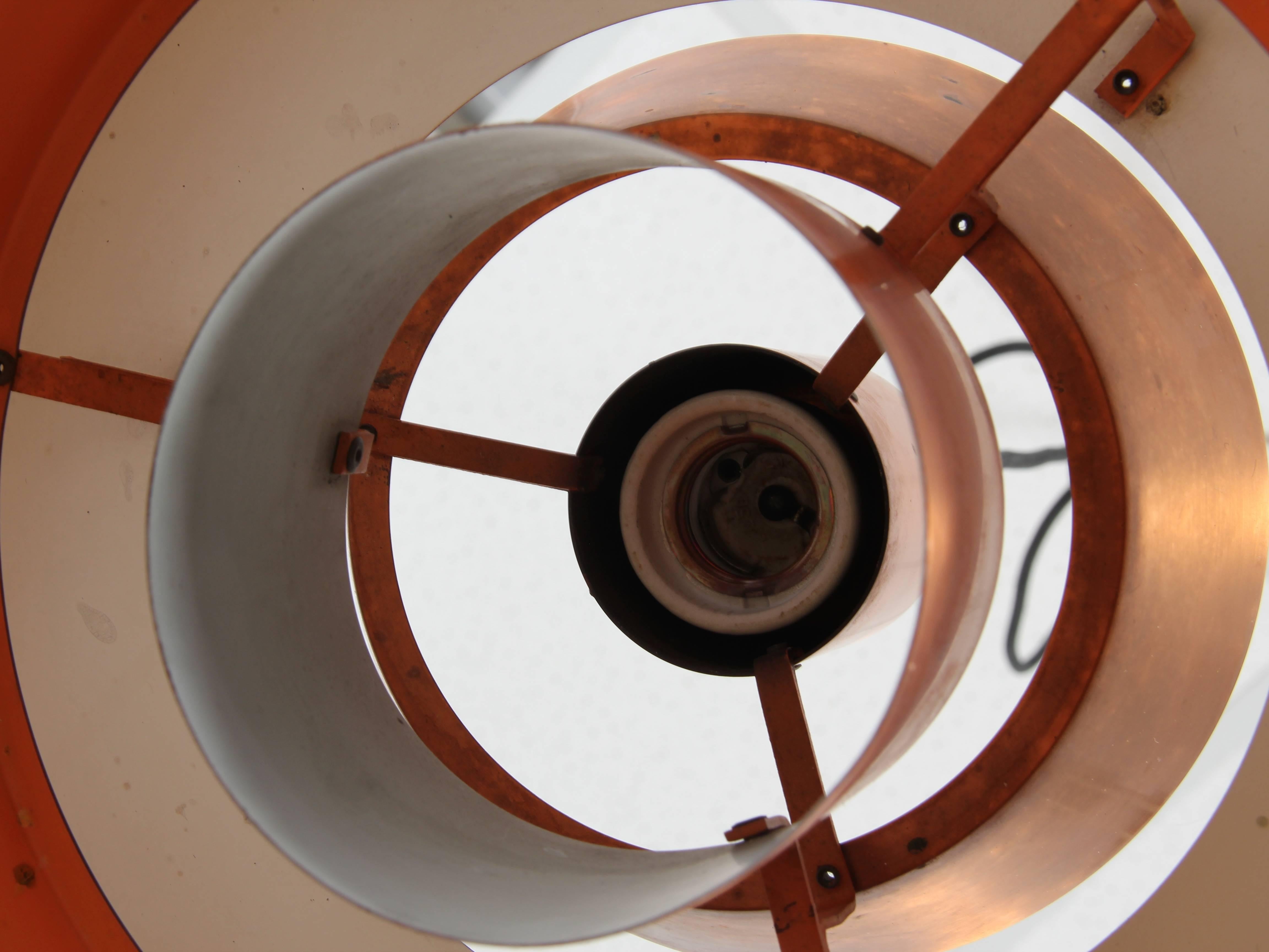 Mid-Century Danish Pendant Light in Copper Model Nova by Jo Hammerborg In Excellent Condition In Courbevoie, FR