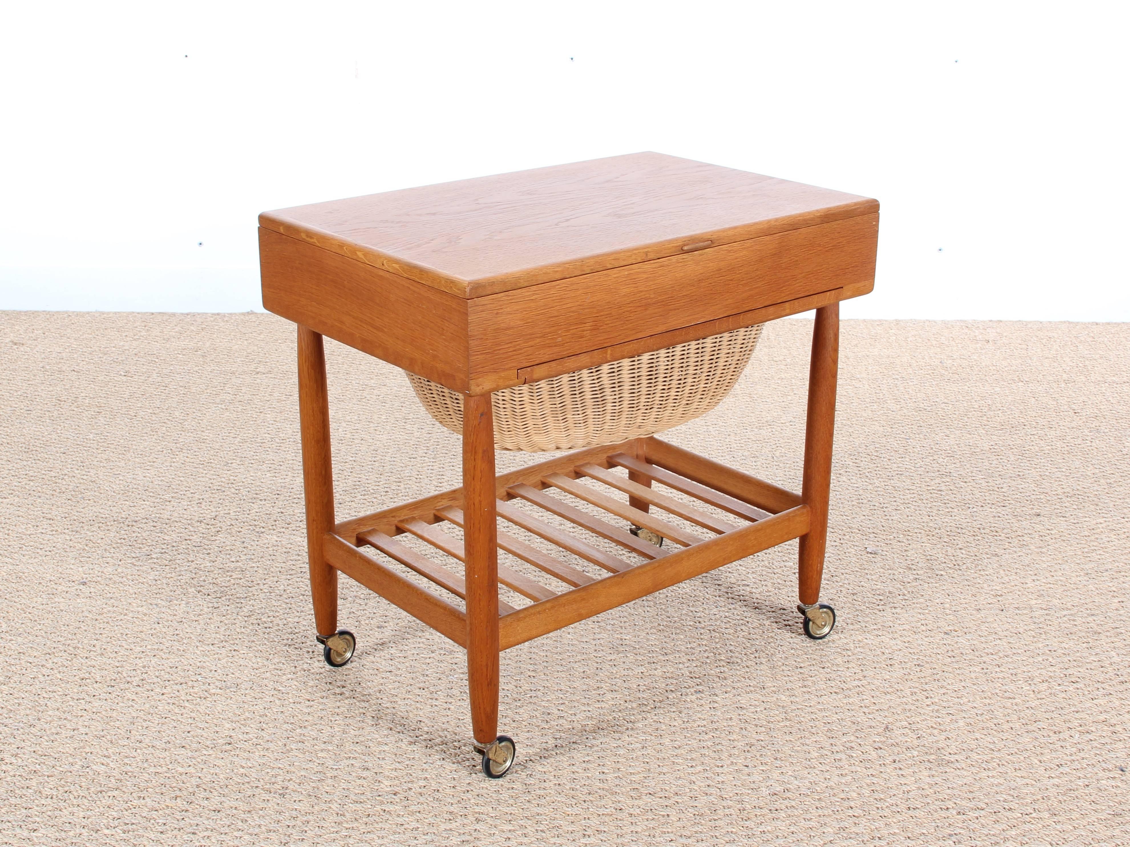 Mid-20th Century Danish Sewing Table in Oak by Ejvind A. Johansson