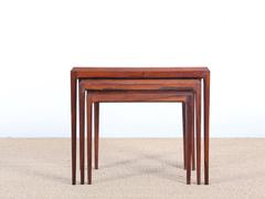 Mid-Century Modern Nesting Tables in Rio Rosewoodand Tiles Top by Johannes Ande