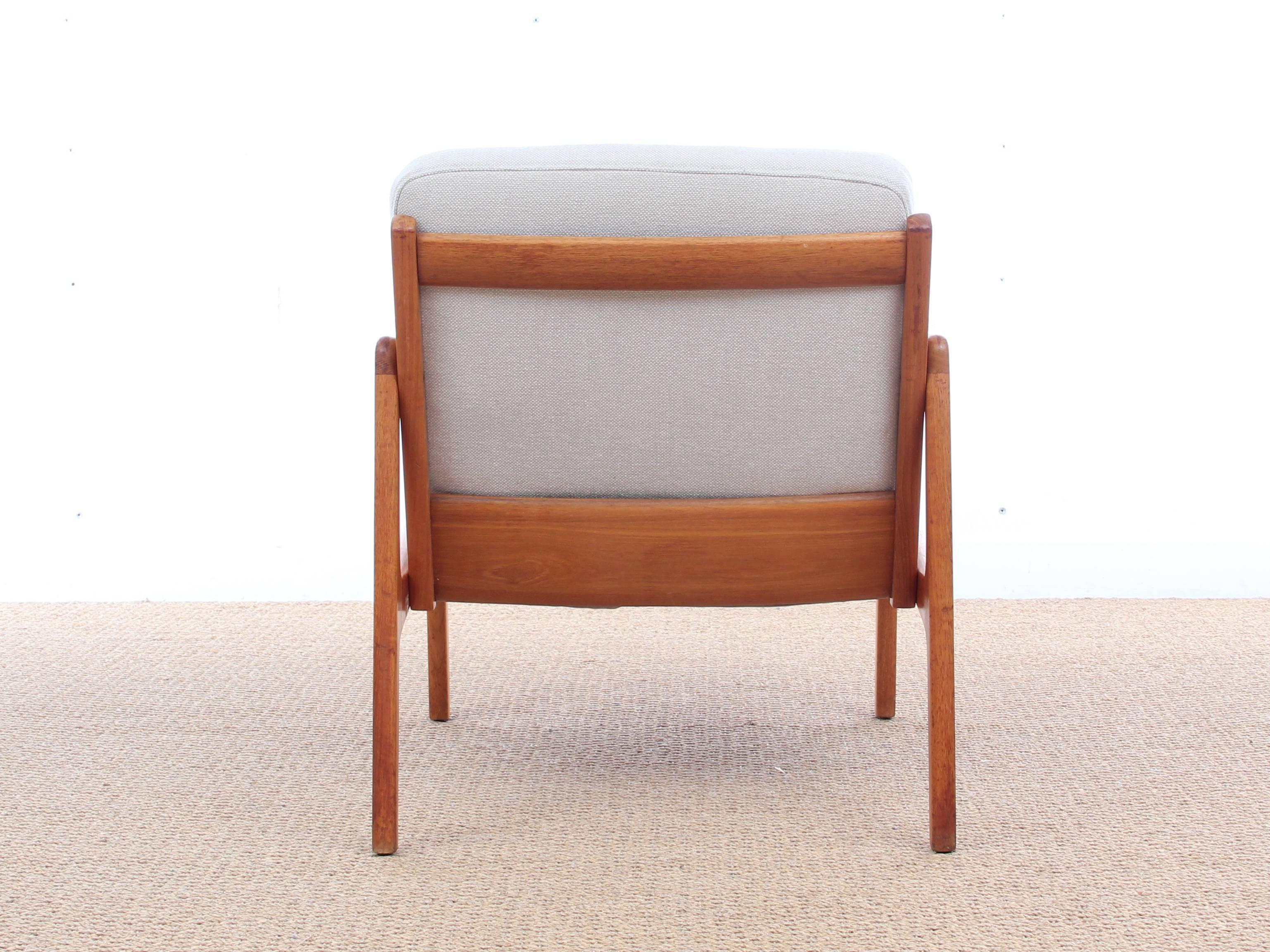 Mid-20th Century Mid-Century Modern Danish Pair of Lounge Chairs, Teak Model 110 by Ole Wanscher